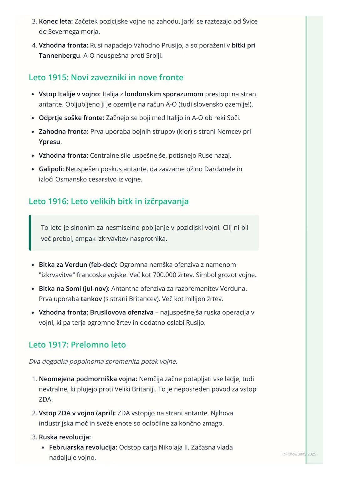 # Potek vojne

Splošni pregled poteka vojne

Prva svetovna vojna se je začela kot hitra, "bliskovita" vojna (nem. Blitzkrieg),
a se je hitro