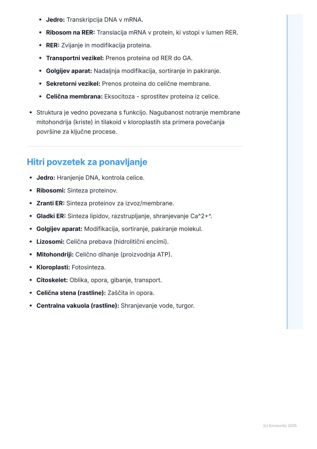 # Zgradba in funkcija celičnih
organelov

Pregled in uvod

Celica je osnovna gradbena in funkcionalna enota vseh živih bitij. Znotraj
celice