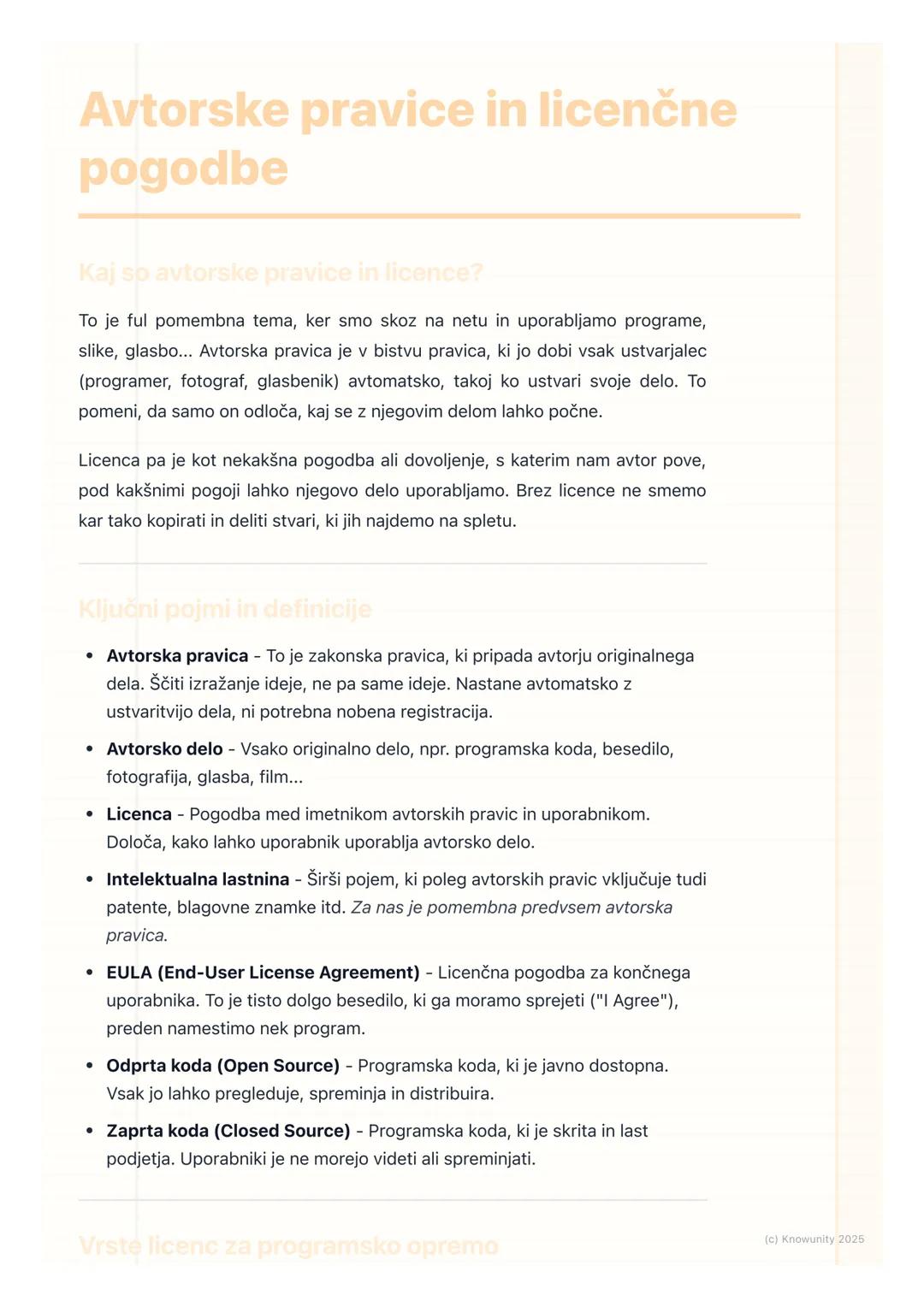 # Avtorske pravice in licenčne
pogodbe

Kaj so avtorske pravice in licence?

To je ful pomembna tema, ker smo skoz na netu in uporabljamo pr