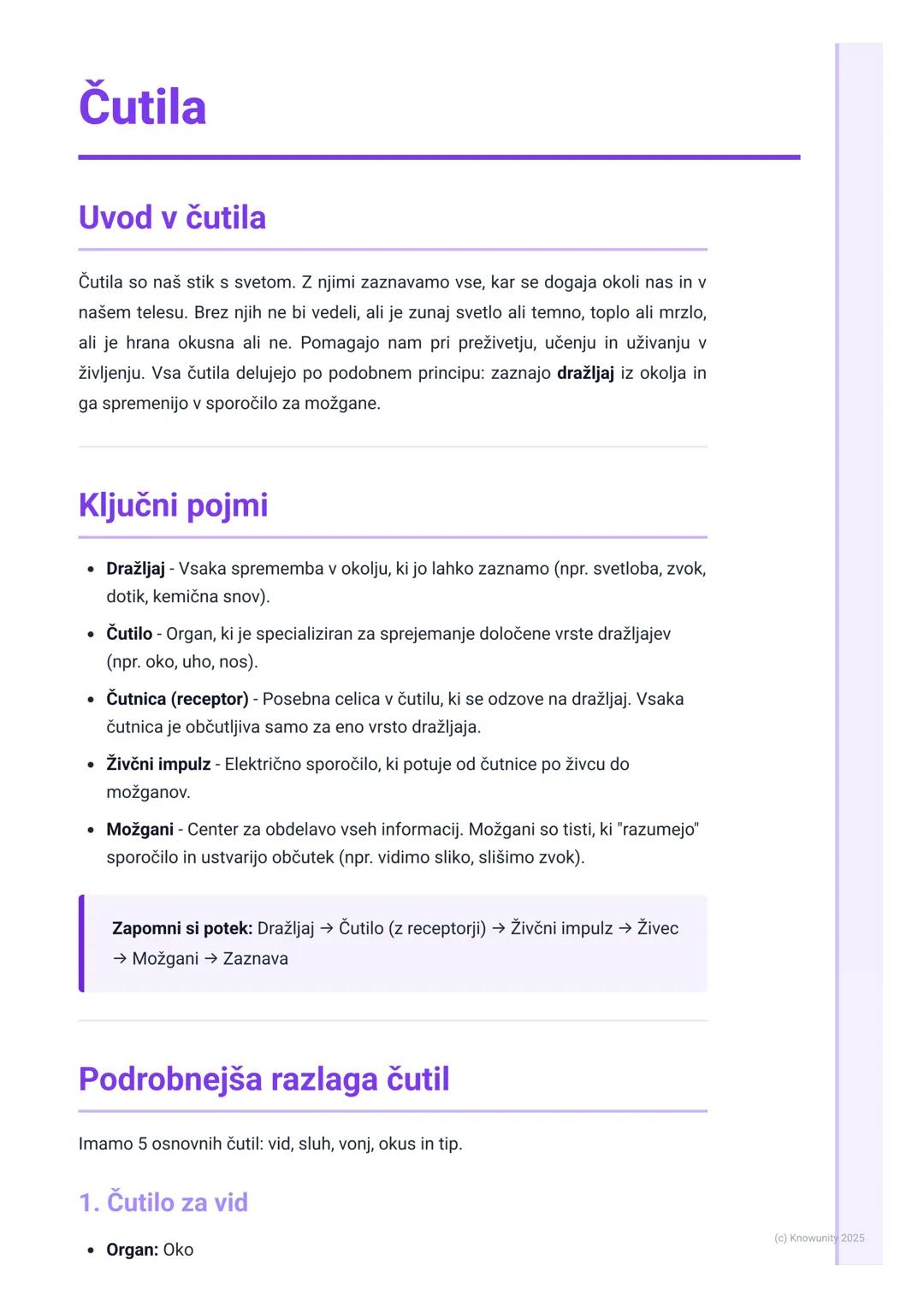 # Čutila

Uvod v čutila

Čutila so naš stik s svetom. Z njimi zaznavamo vse, kar se dogaja okoli nas in v
našem telesu. Brez njih ne bi vede