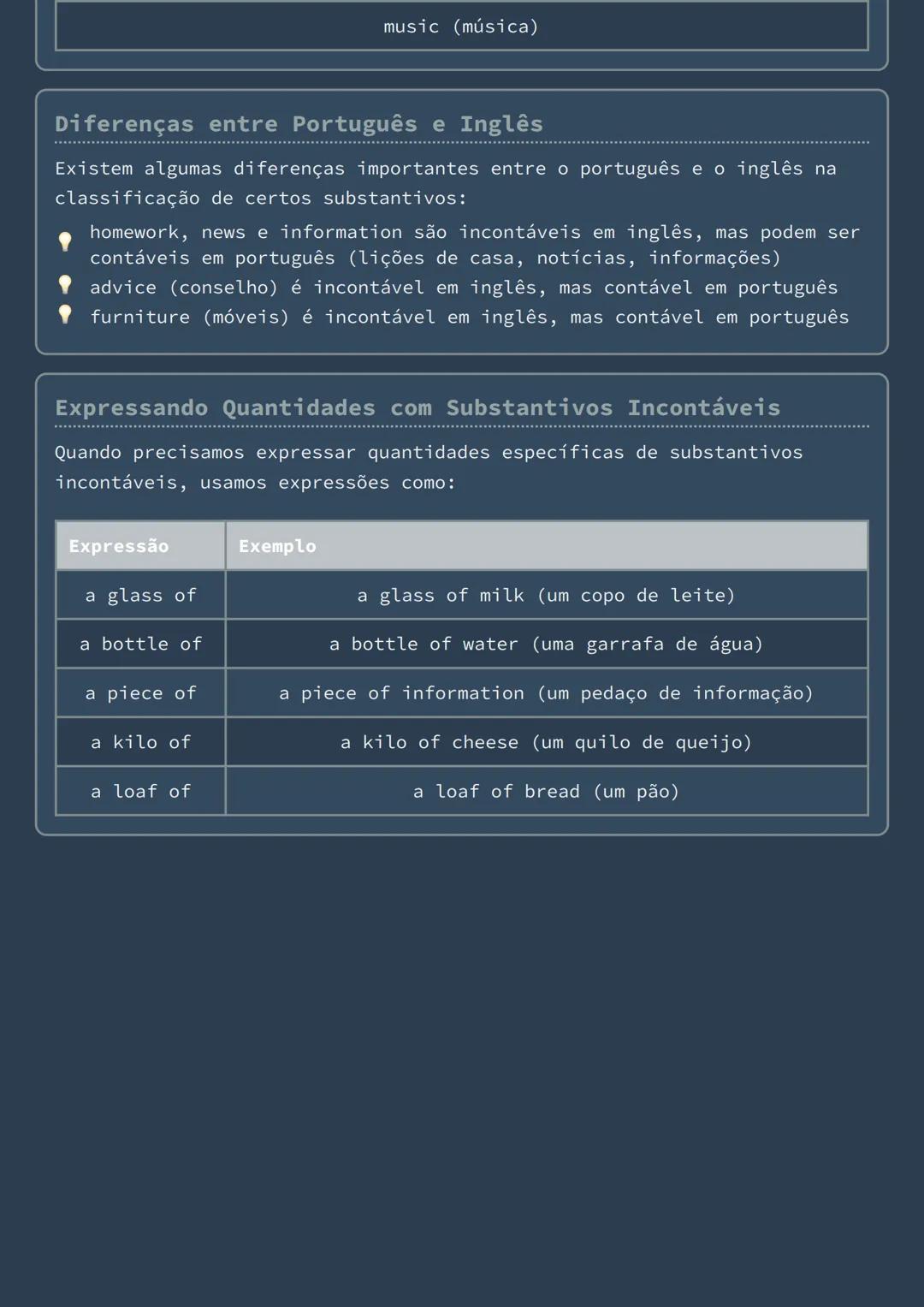 # Substantivos Contáveis e Incontáveis

Introdução aos Substantivos Contáveis e Incontáveis

Na língua inglesa, os substantivos são classifi