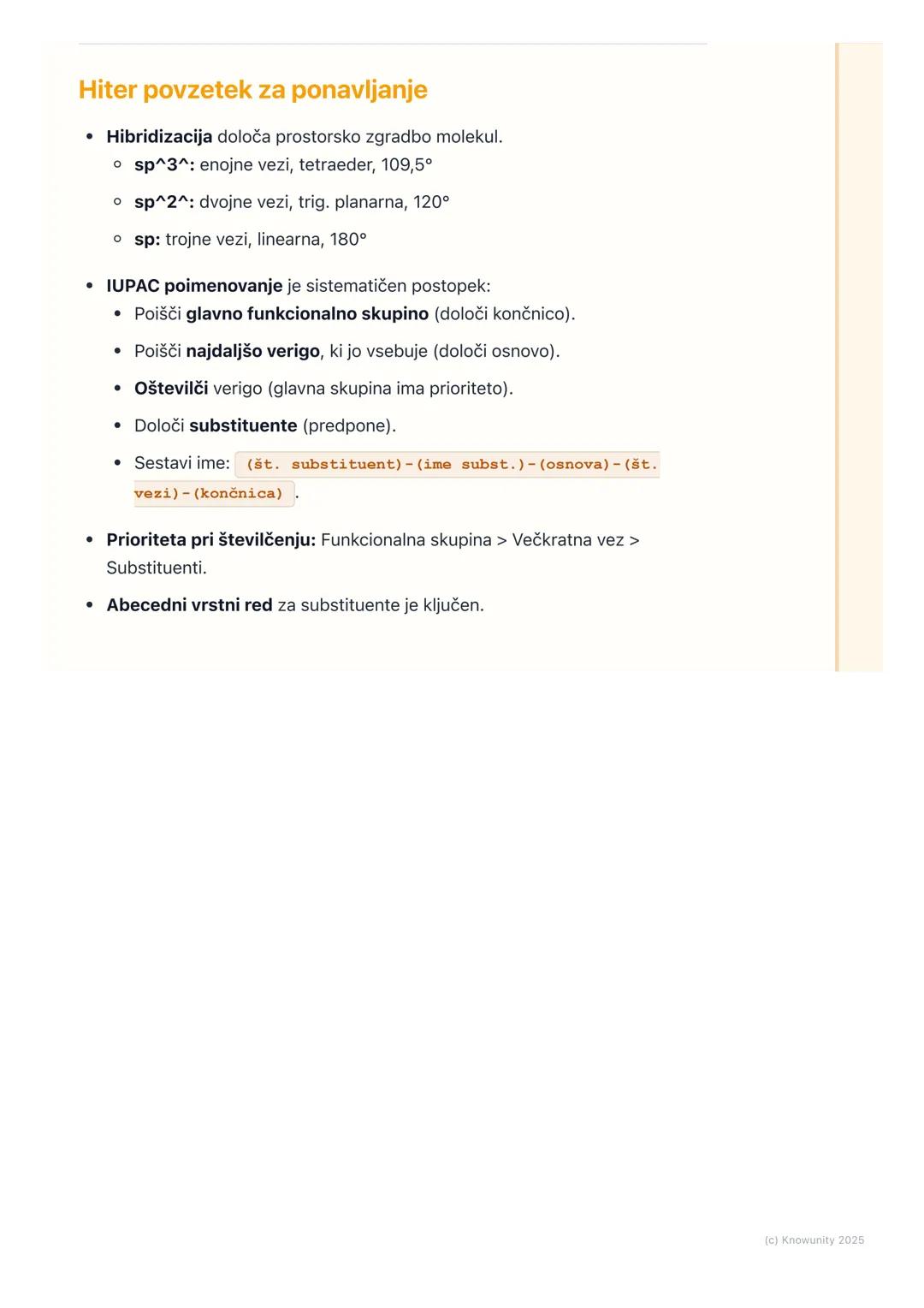 # Osnovni pojmi in
nomenklatura organskih
spojin

Uvod in ponovitev

Organska kemija je kemija ogljikovih spojin. Ogljik je poseben, ker lah