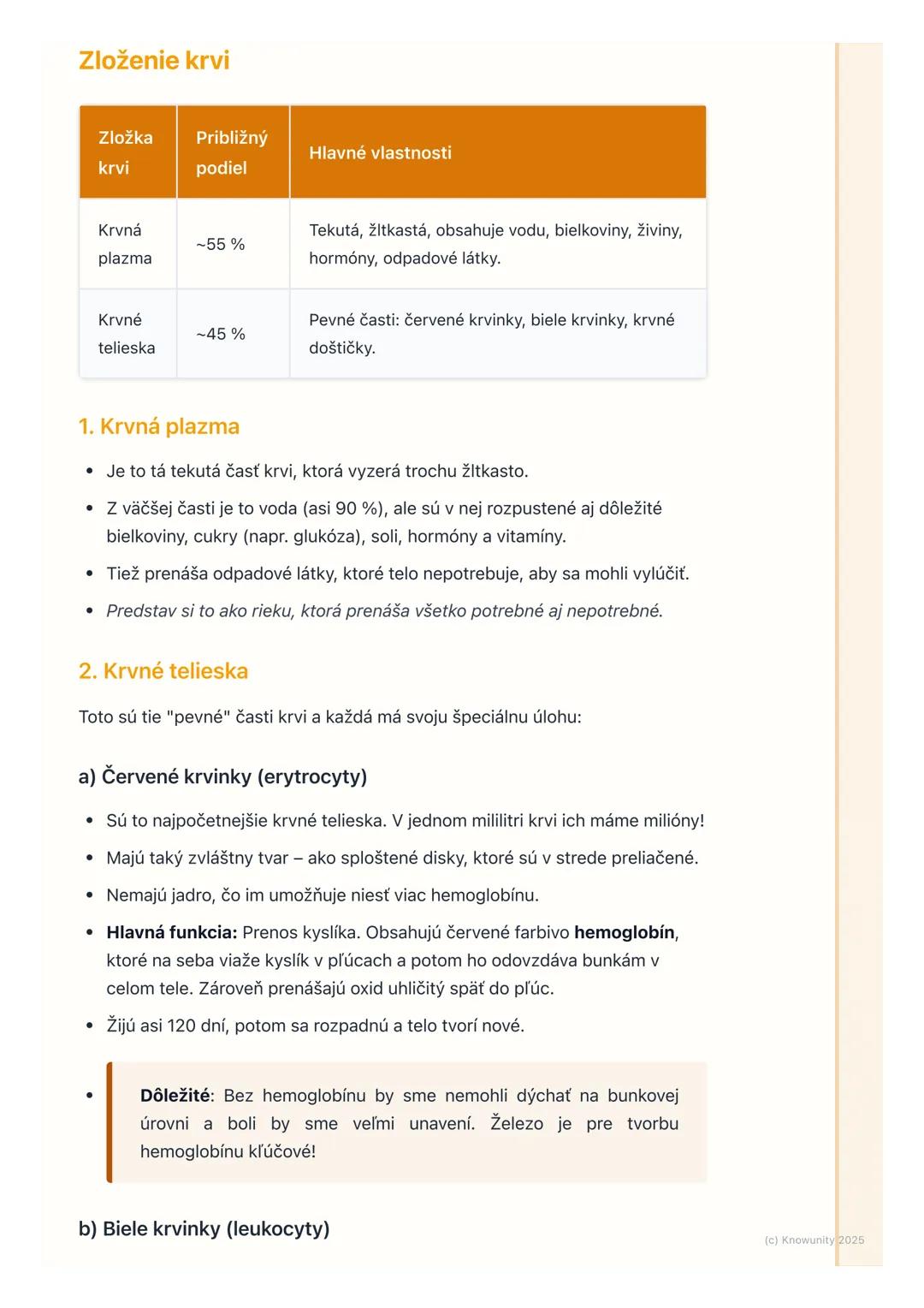 # Krv - zloženie a funkcia

Prehľad / Úvod

Krv je super dôležitá tekutina v našom tele. Je to vlastne také špeciálne tekuté
tkanivo, ktoré 