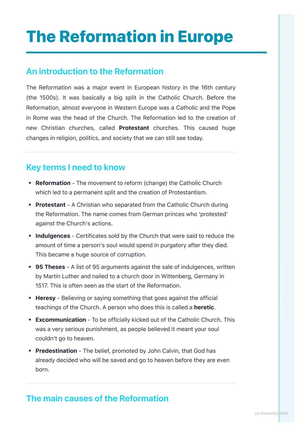 # The Reformation in Europe

An introduction to the Reformation

The Reformation was a major event in European history in the 16th century
(