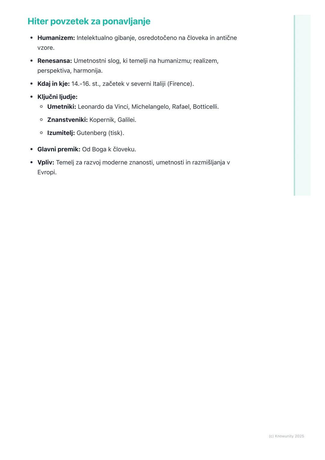 # Renesansa in humanizem:
# Preporod umetnosti in
# znanosti

Kaj je renesansa in humanizem?

To je obdobje v zgodovini (približno 14. do 16
