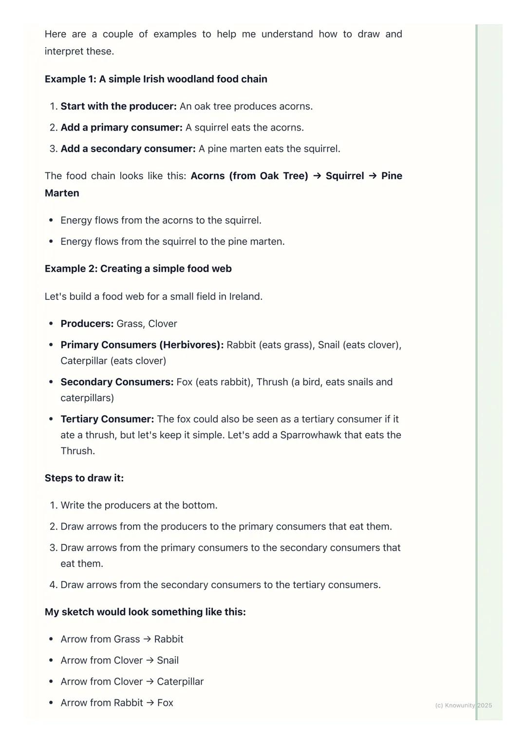 # Food Chains and Food Webs

## What are food chains and food webs?

A food chain shows how energy is passed from one living thing to anothe
