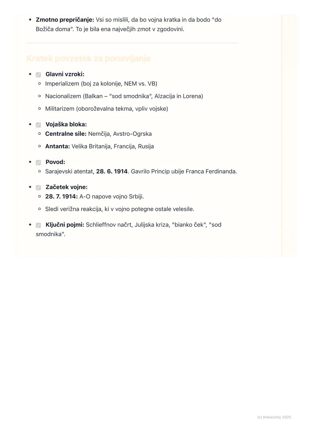 # Vzroki, povod in začetek vojne

Uvod v napetosti pred letom 1914

Obdobje pred 1914 se imenuje "Belle Époque" (lepa doba), ampak pod
površ