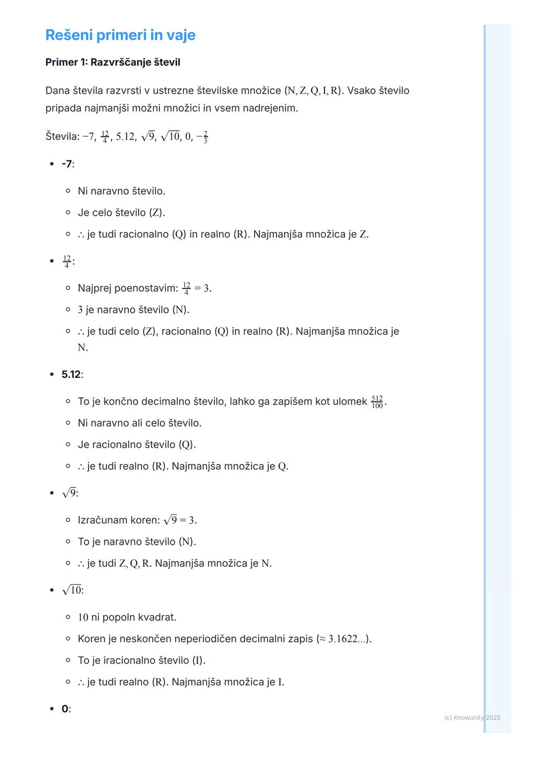 # Realna števila

Uvod in ponovitev

Realna števila so vsa števila, ki si jih lahko zamislimo na številski premici. To
vključuje vsa števila