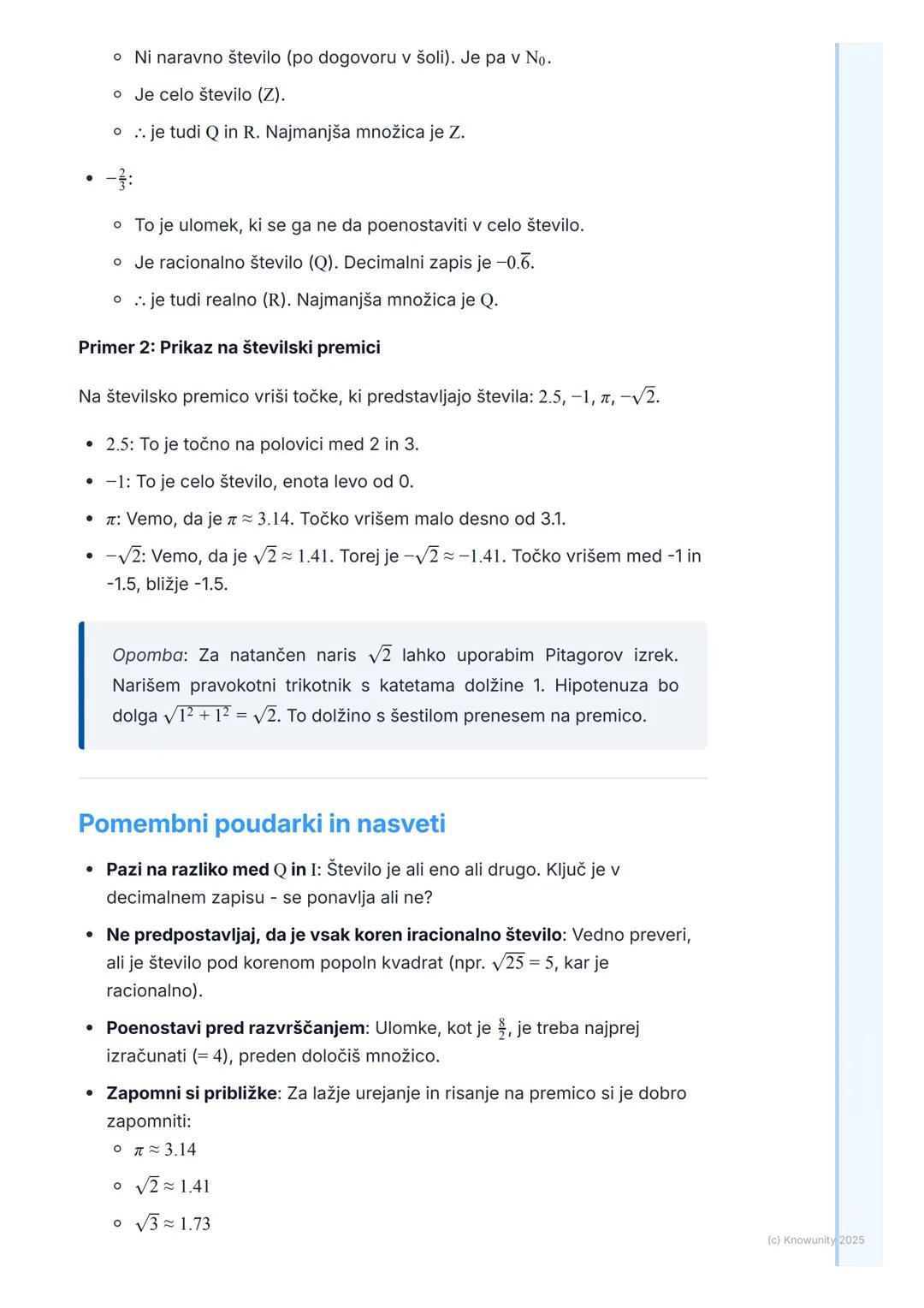 # Realna števila

Uvod in ponovitev

Realna števila so vsa števila, ki si jih lahko zamislimo na številski premici. To
vključuje vsa števila