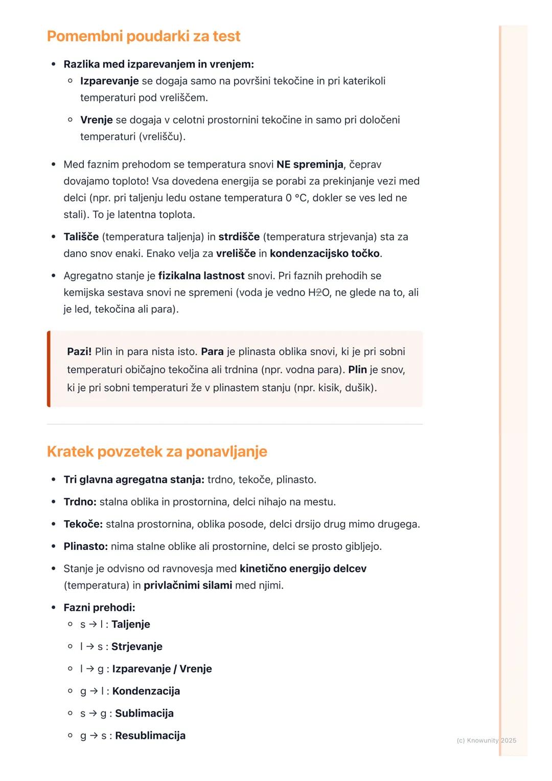 # Agregatna stanja snovi

Uvod v agregatna stanja

Snovi okoli nas se nahajajo v različnih oblikah oziroma stanjih. To so agregatna
stanja. 