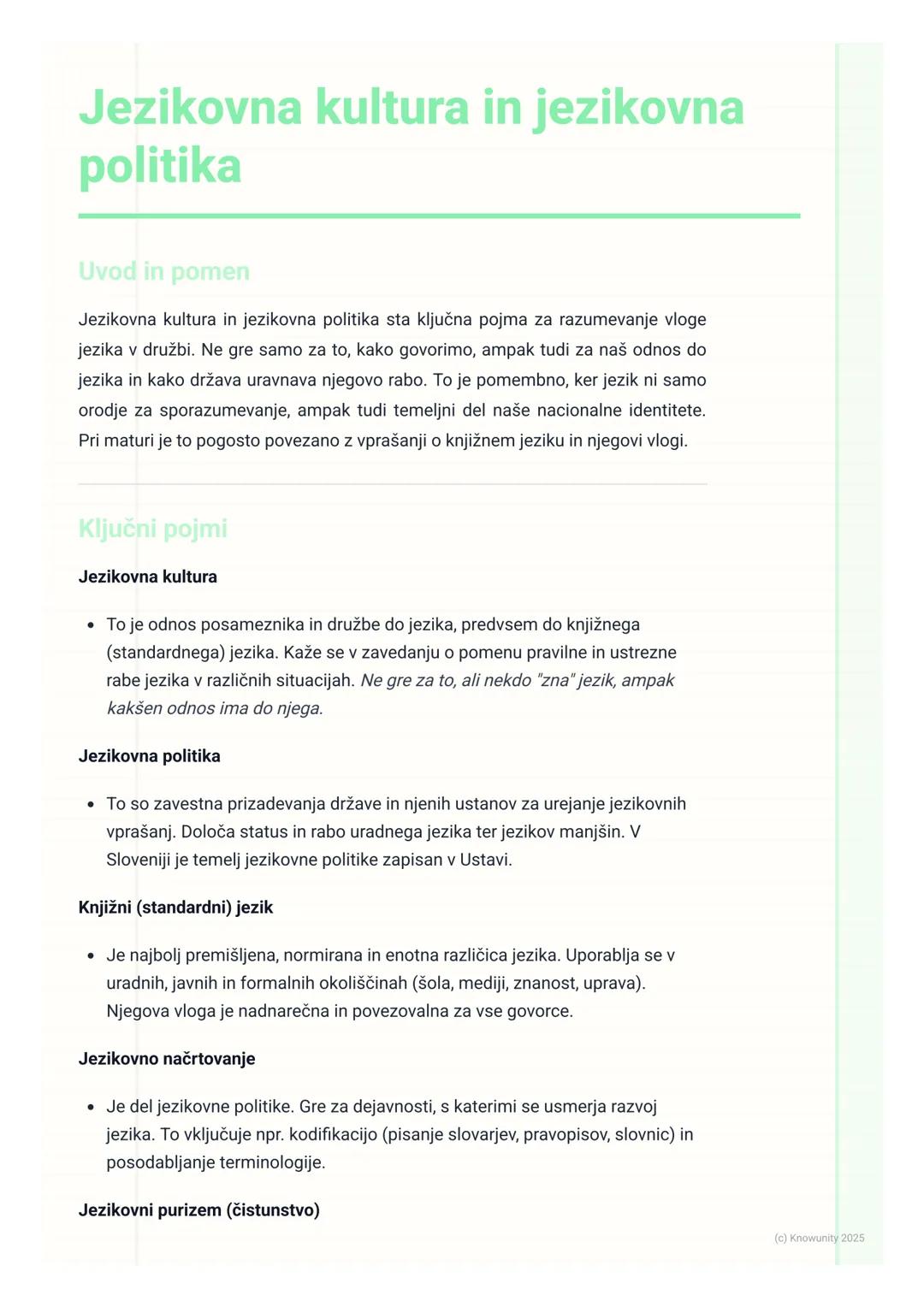 # Jezikovna kultura in jezikovna
politika

Uvod in pomen

Jezikovna kultura in jezikovna politika sta ključna pojma za razumevanje vloge
jez