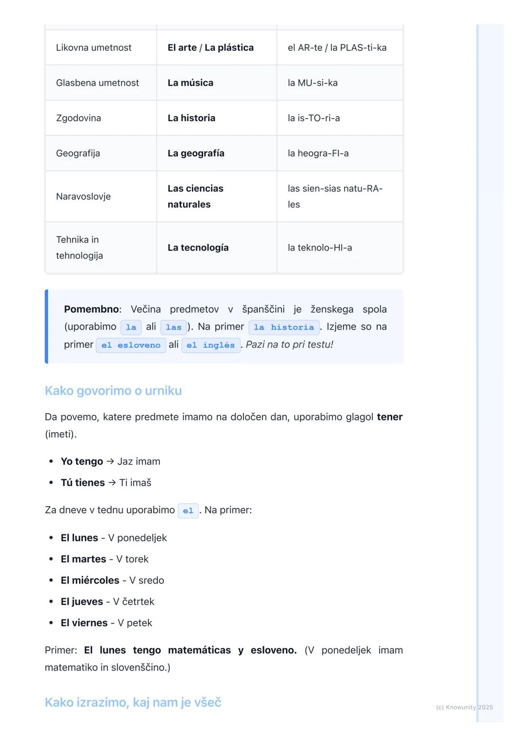 # Šolski predmeti

Uvod v šolske predmete

To poglavje je o šolskih predmetih v španščini. Naučili se bomo, kako se
imenujejo naši predmeti,