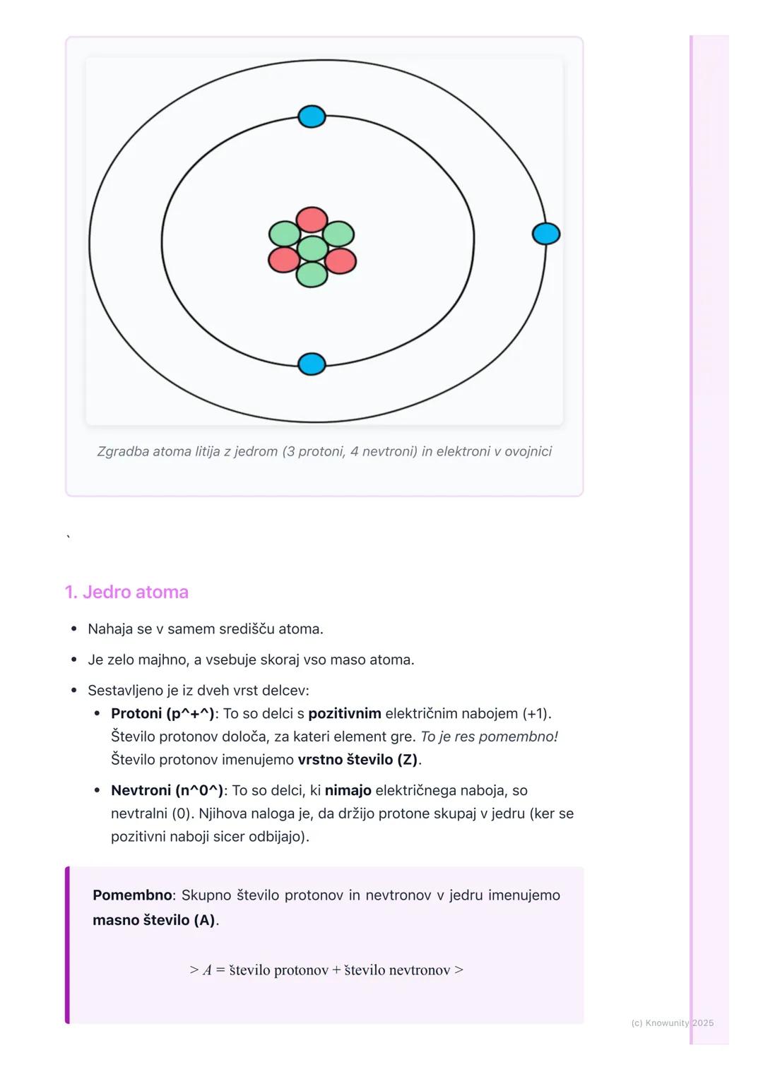# Atom – osnovni gradnik snovi

Kaj je atom?

Vse okoli nas miza, zrak, voda, mi sami je sestavljeno iz snovi. Če bi snov
delili na vedno ma