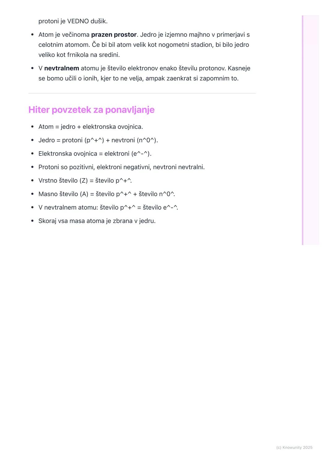 # Atom – osnovni gradnik snovi

Kaj je atom?

Vse okoli nas miza, zrak, voda, mi sami je sestavljeno iz snovi. Če bi snov
delili na vedno ma