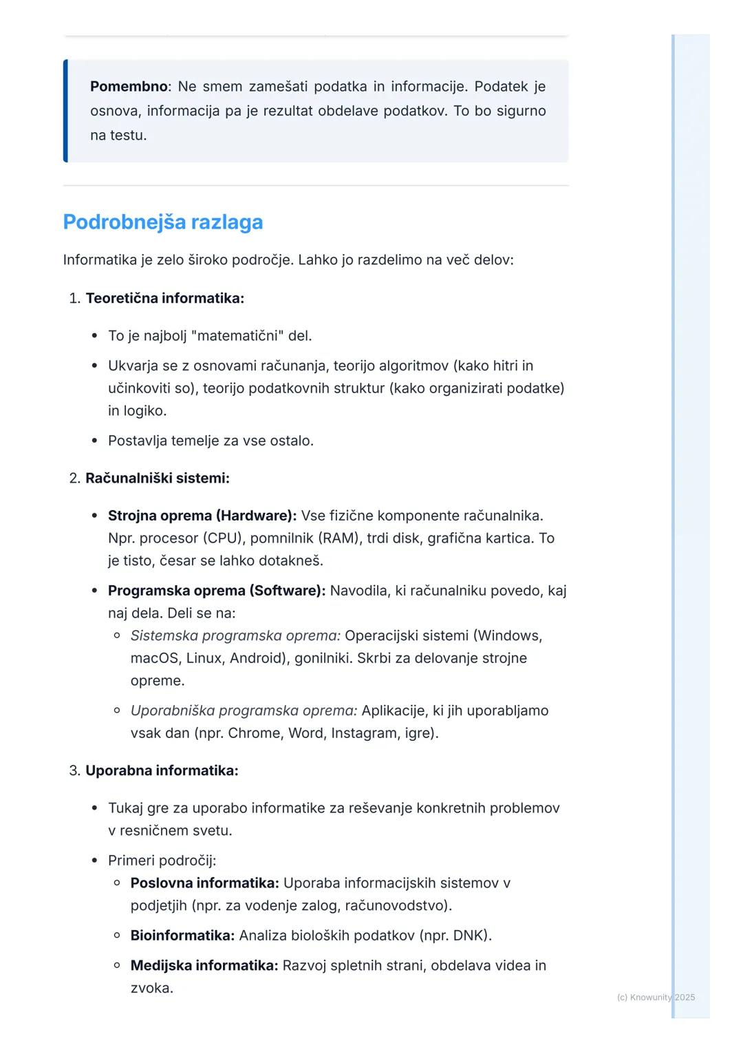 # Kaj je informatika?

Kaj je informatika?

Informatika je znanstvena veda, ki se ukvarja s podatki in informacijami. Ne
gre samo za uporabo