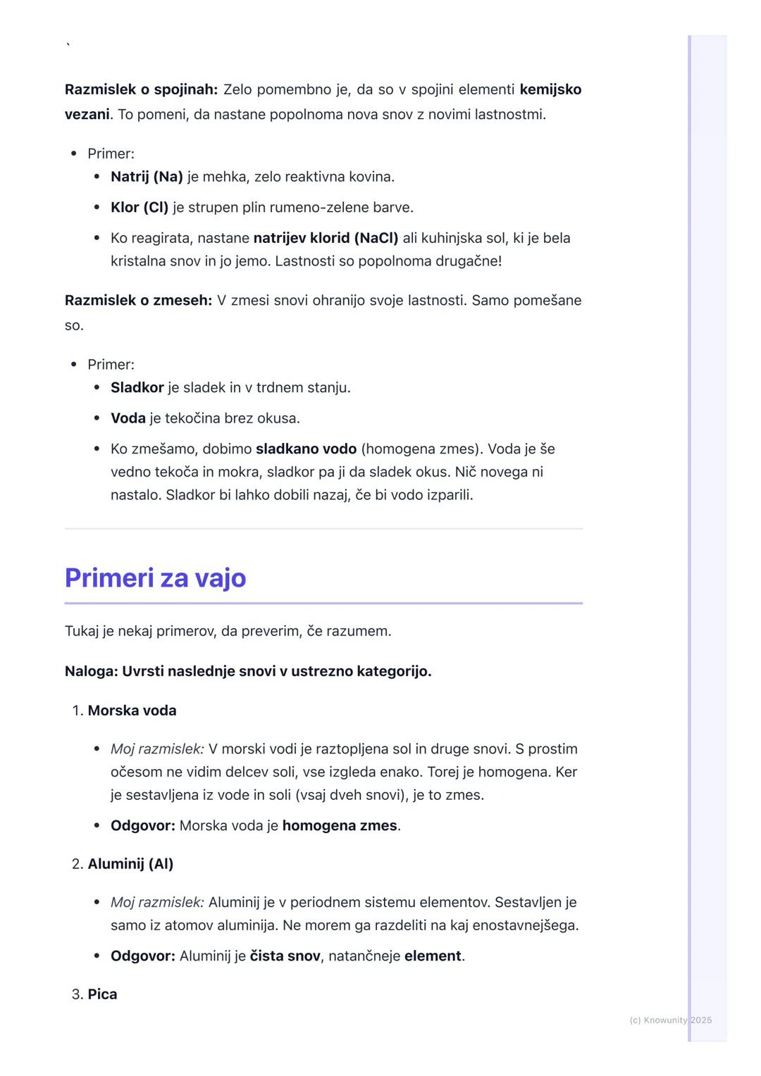 # Čiste snovi in zmesi

## Uvod v snovi

Vse okoli nas je narejeno iz snovi. Snov je vse, kar ima maso in zavzema
prostor. Ampak niso vse sn