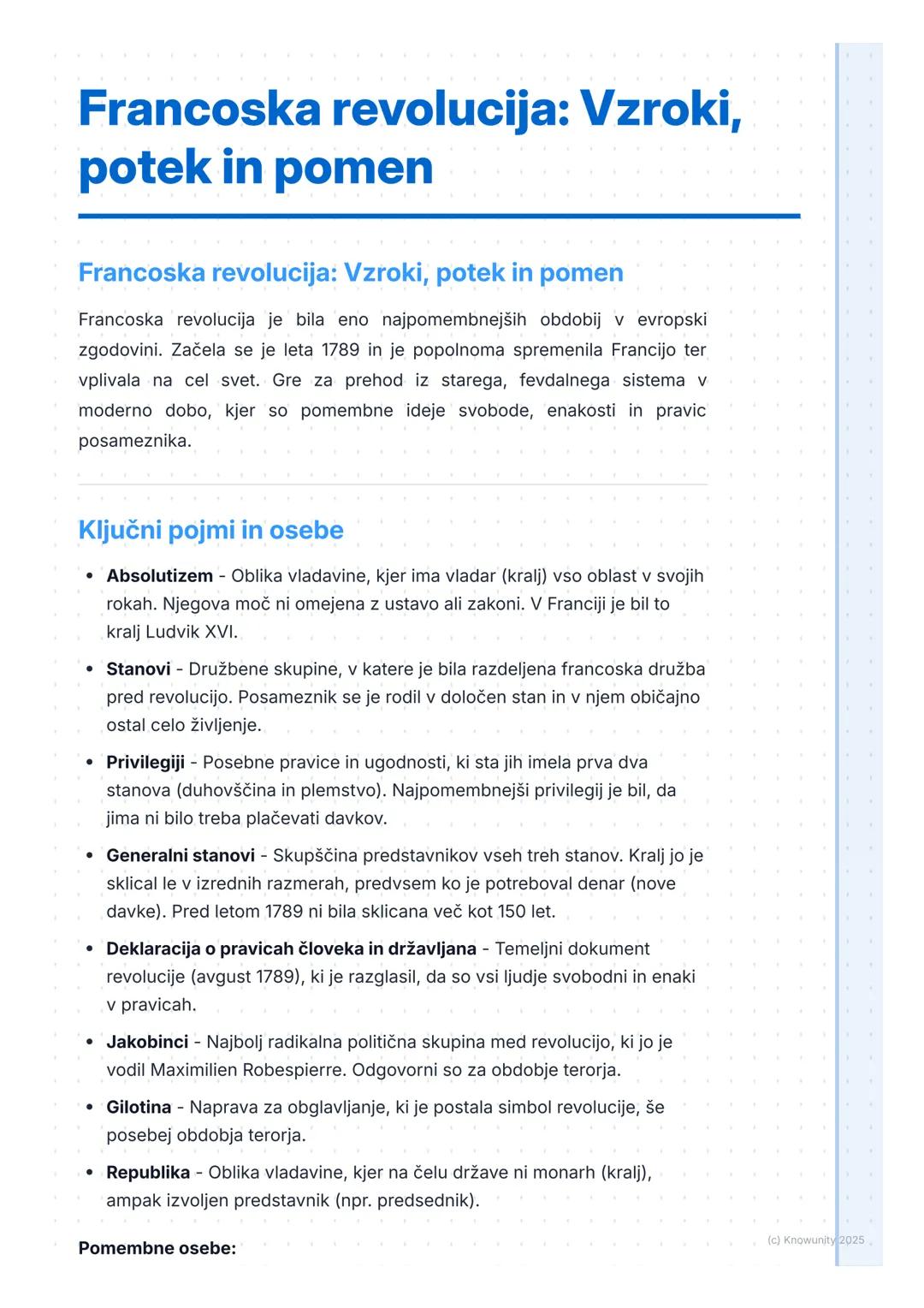 # Francoska revolucija: Vzroki,
potek in pomen

Francoska revolucija: Vzroki, potek in pomen

Francoska revolucija je bila eno najpomembnejš