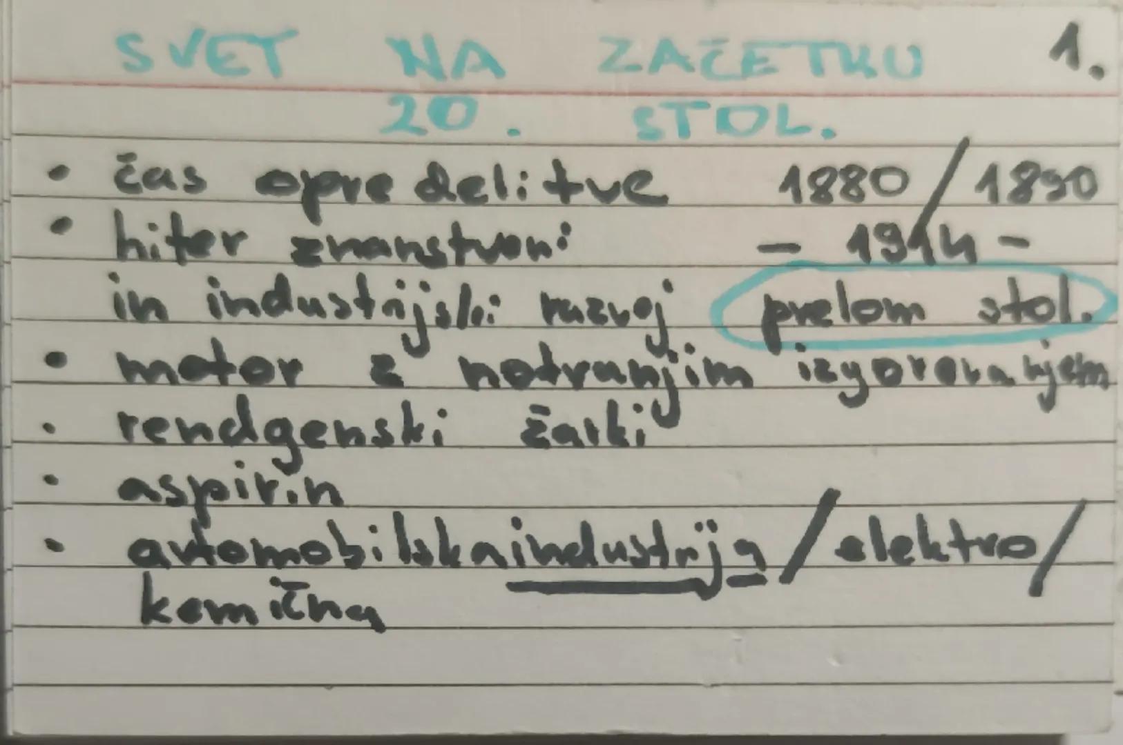SVET NA ZACE TRU
20. STOL.
• čas opredelitve 1880/1830
• hiter znanstveni - 1914-
in industrijski razvoj prelom stol.
• motor z notranjim iz