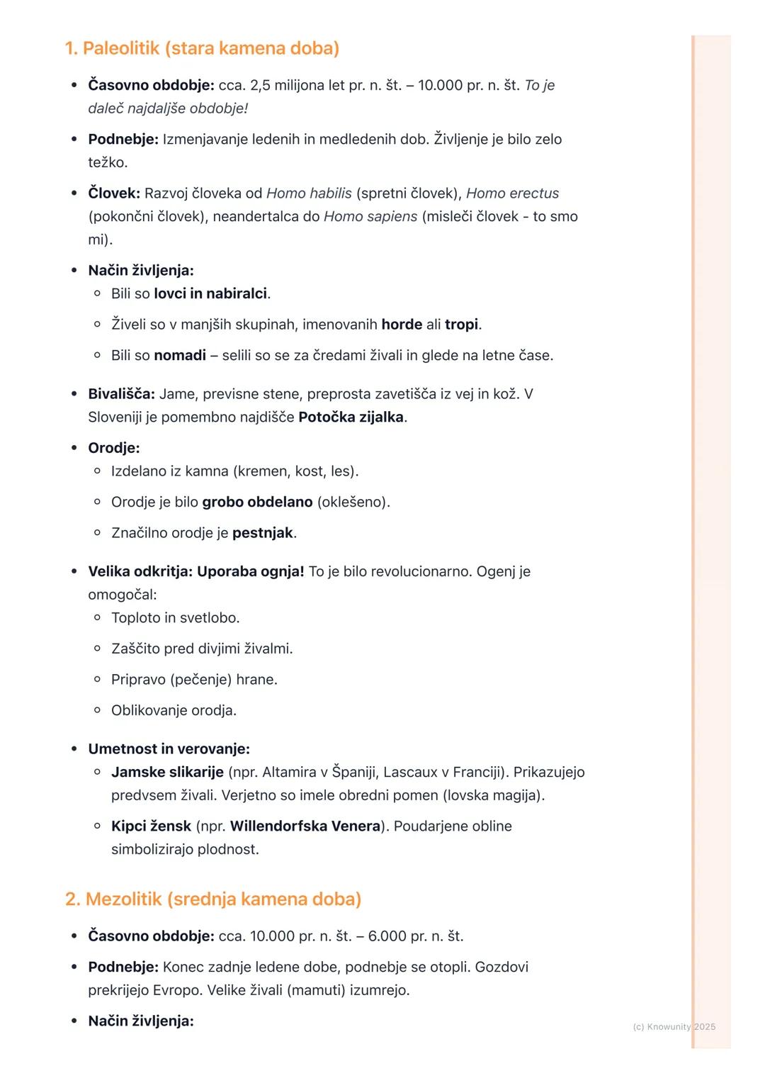 # Kamena doba: Paleolitik,
mezolitik, neolitik

Splošni pregled kamene dobe

Kamena doba je najdaljše obdobje v človeški prazgodovini. Ime j