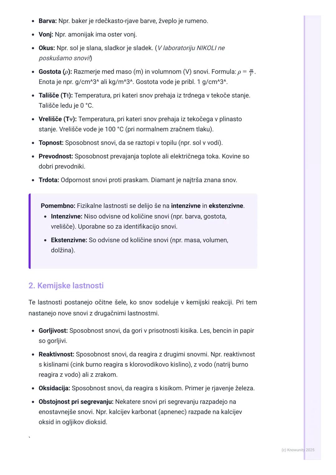 # Snov in njene lastnosti

Lastnosti snovi - uvod

Vse okoli nas je snov zrak, ki ga dihamo, voda, ki jo pijemo, miza, za katero
sedim. Vsak