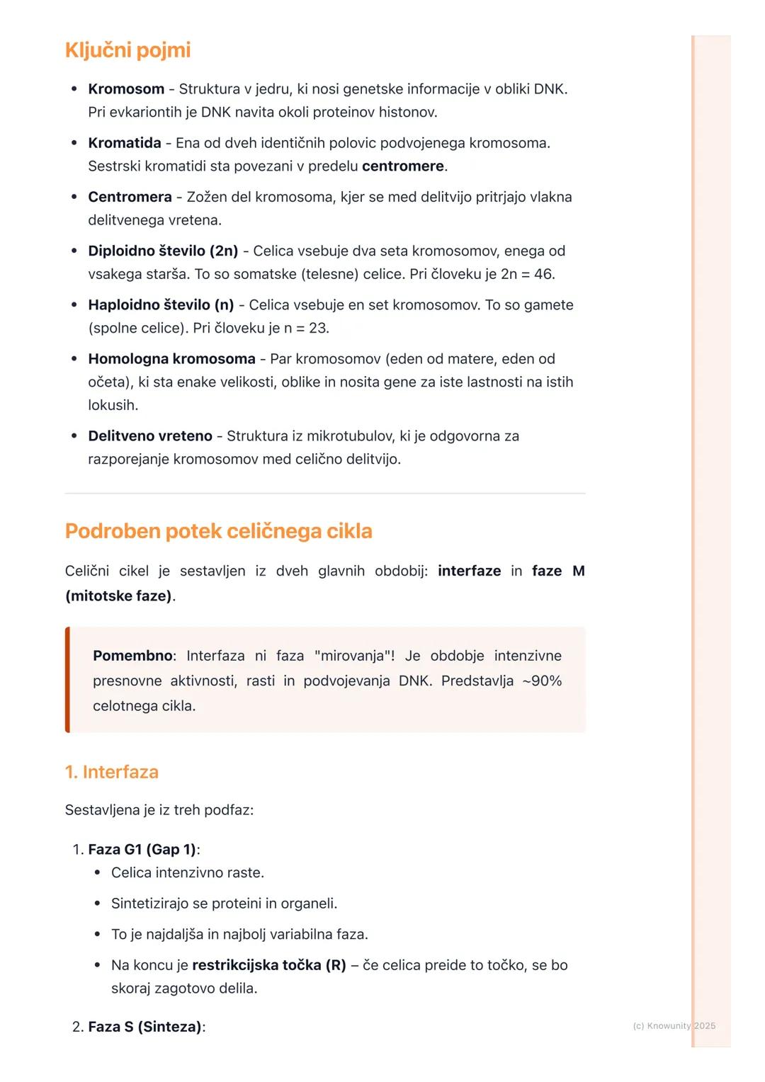 # Celični cikel in delitev celic

Pregled celičnega cikla

Celični cikel je urejen niz dogodkov, ki vodijo v rast celice in njeno delitev na