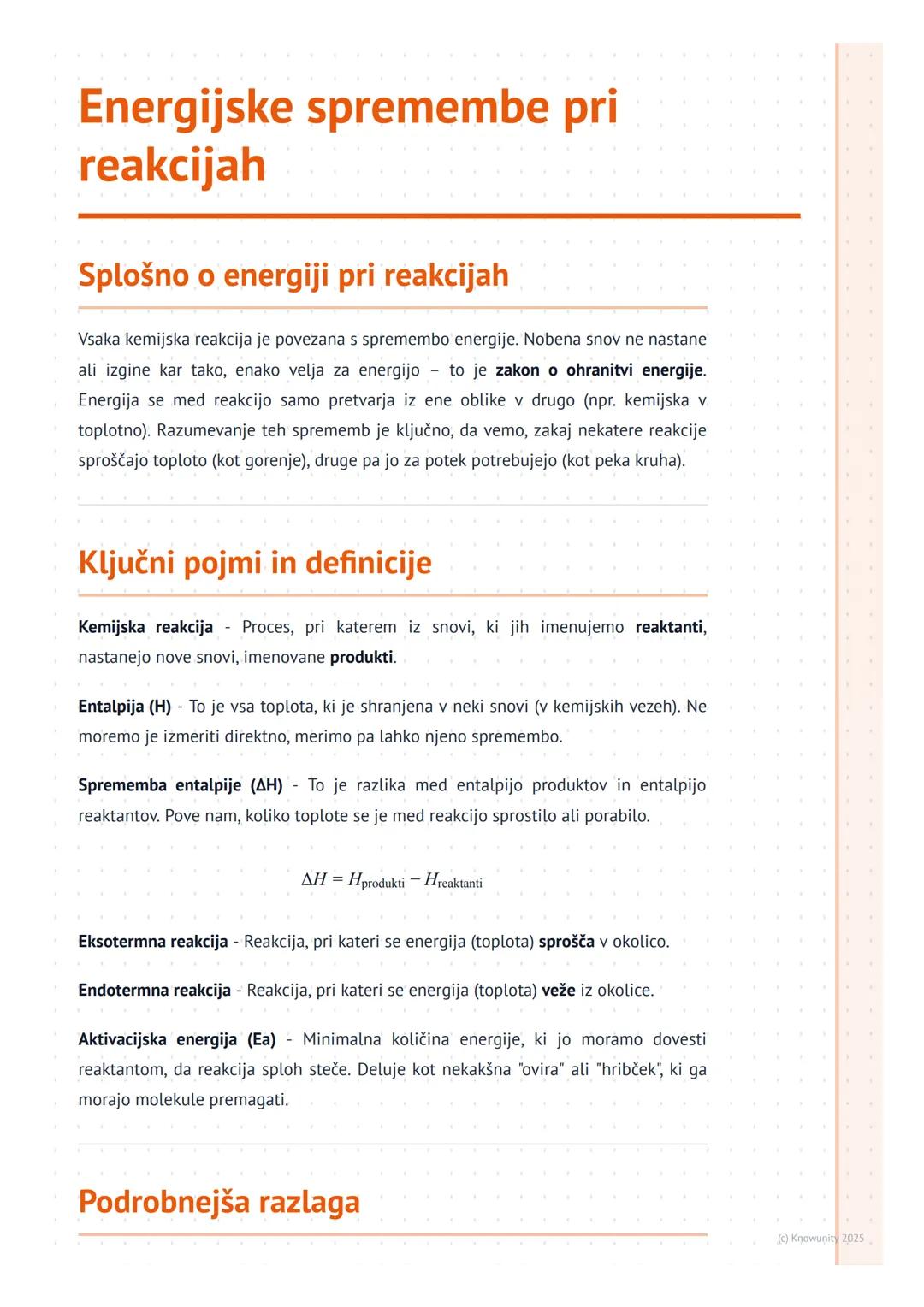 # Energijske spremembe pri
reakcijah

Splošno o energiji pri reakcijah

Vsaka kemijska reakcija je povezana s spremembo energije. Nobena sno