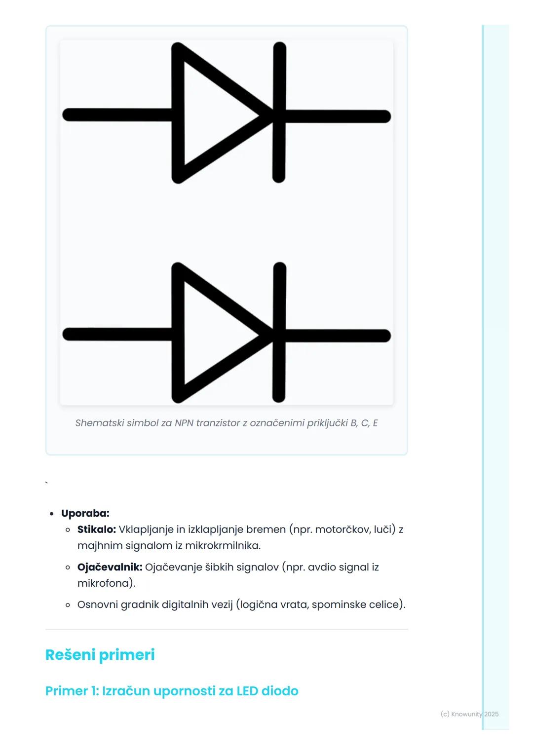 # Osnovne elektronske
komponente

Uvod v osnovne elektronske komponente

Elektronske komponente so osnovni gradniki vseh elektronskih naprav