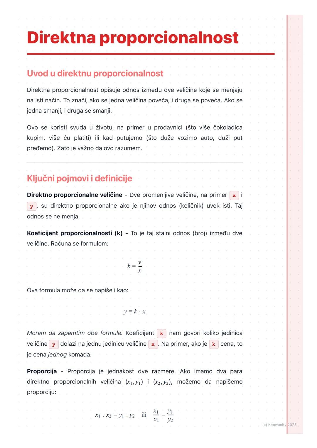 # Direktna proporcionalnost

Uvod u direktnu proporcionalnost

Direktna proporcionalnost opisuje odnos između dve veličine koje se menjaju
n