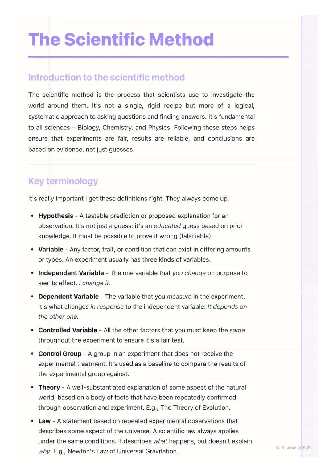 # The Scientific Method

Introduction to the scientific method

The scientific method is the process that scientists use to investigate the
