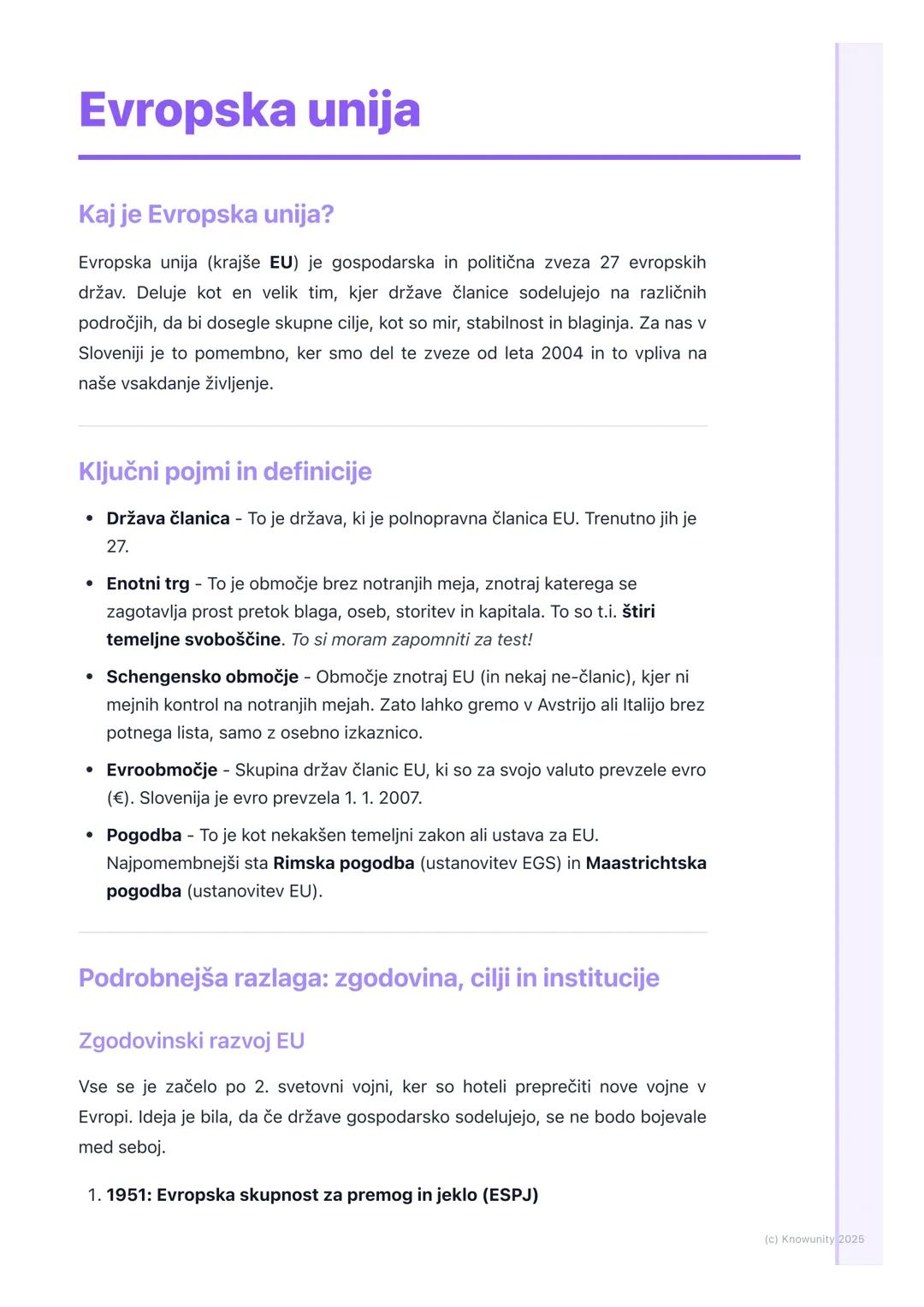 # Evropska unija

Kaj je Evropska unija?

Evropska unija (krajše EU) je gospodarska in politična zveza 27 evropskih
držav. Deluje kot en vel