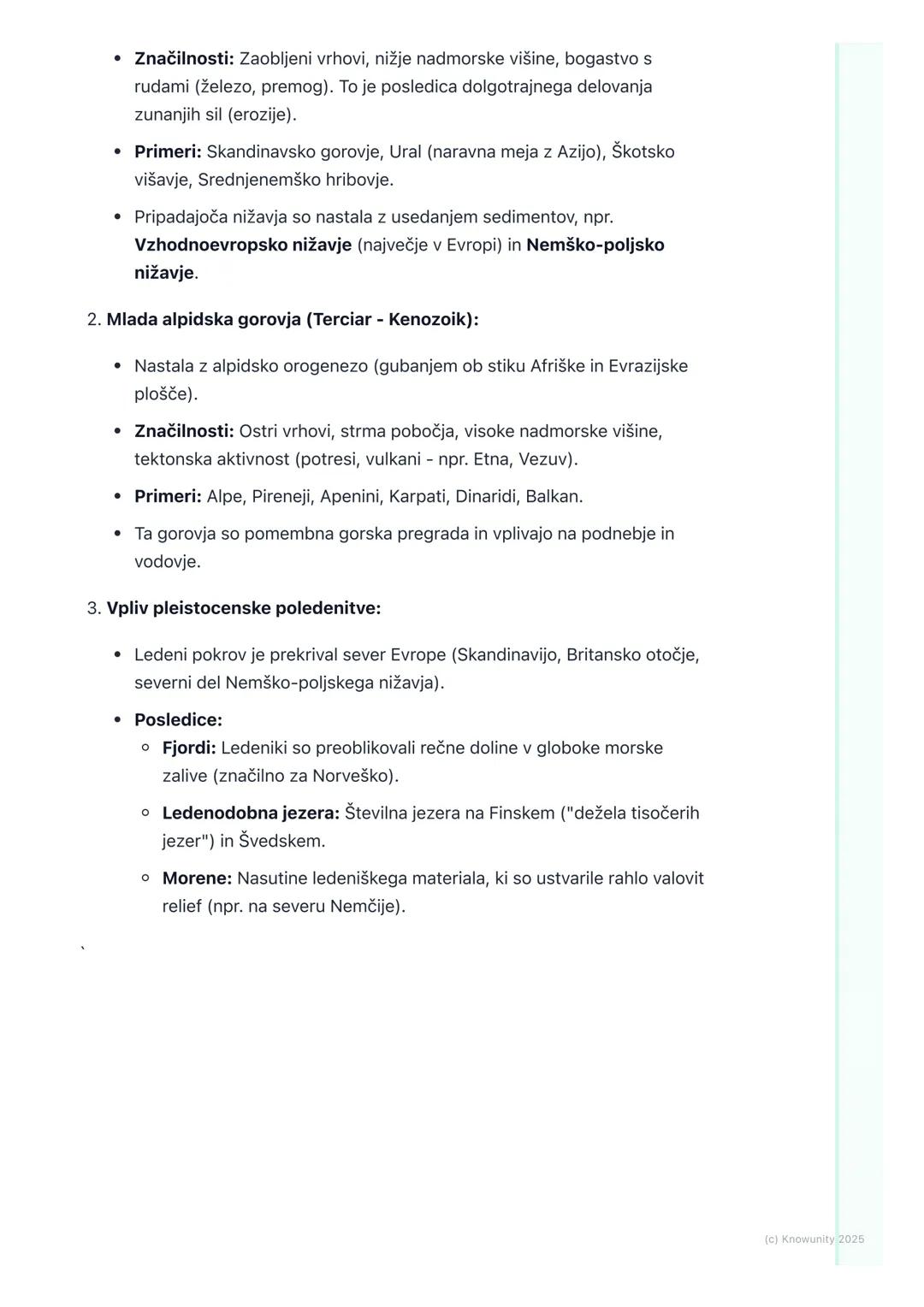 # Fizičnogeografska raznolikost
# Evrope

Splošen pregled

Fizičnogeografska raznolikost Evrope je posledica njene pestre geološke
zgradbe, 