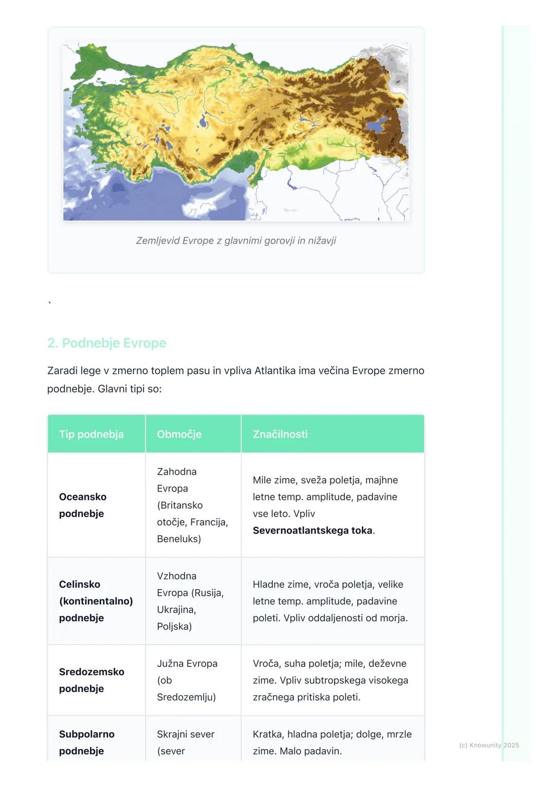 # Fizičnogeografska raznolikost
# Evrope

Splošen pregled

Fizičnogeografska raznolikost Evrope je posledica njene pestre geološke
zgradbe, 