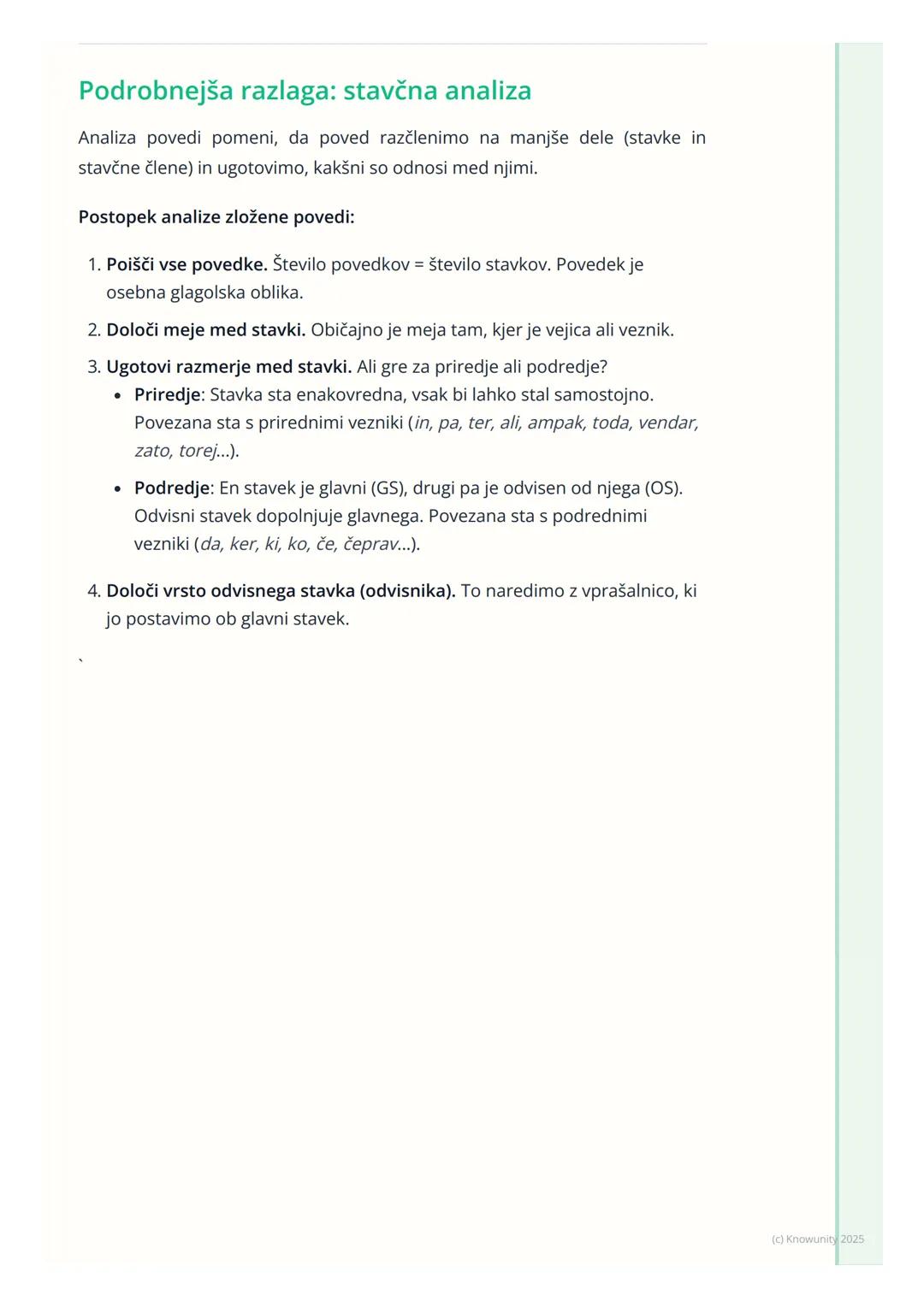 # Skladnja in stavčna analiza

Uvod v skladnjo

Skladnja ali sintaksa je del slovnice, ki se ukvarja s tem, kako se besede
povezujejo v večj