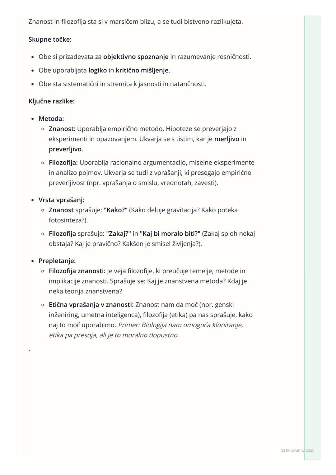 # Filozofija in druge vede

Uvodni pregled

Filozofija ni izolirana disciplina, ampak je v stalnem dialogu z drugimi področji
človekovega du