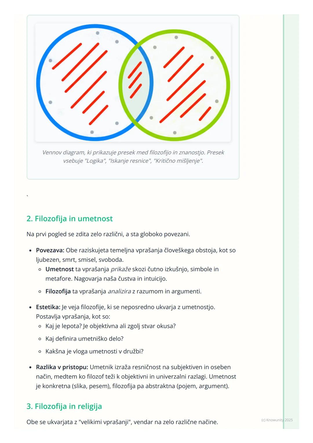 # Filozofija in druge vede

Uvodni pregled

Filozofija ni izolirana disciplina, ampak je v stalnem dialogu z drugimi področji
človekovega du