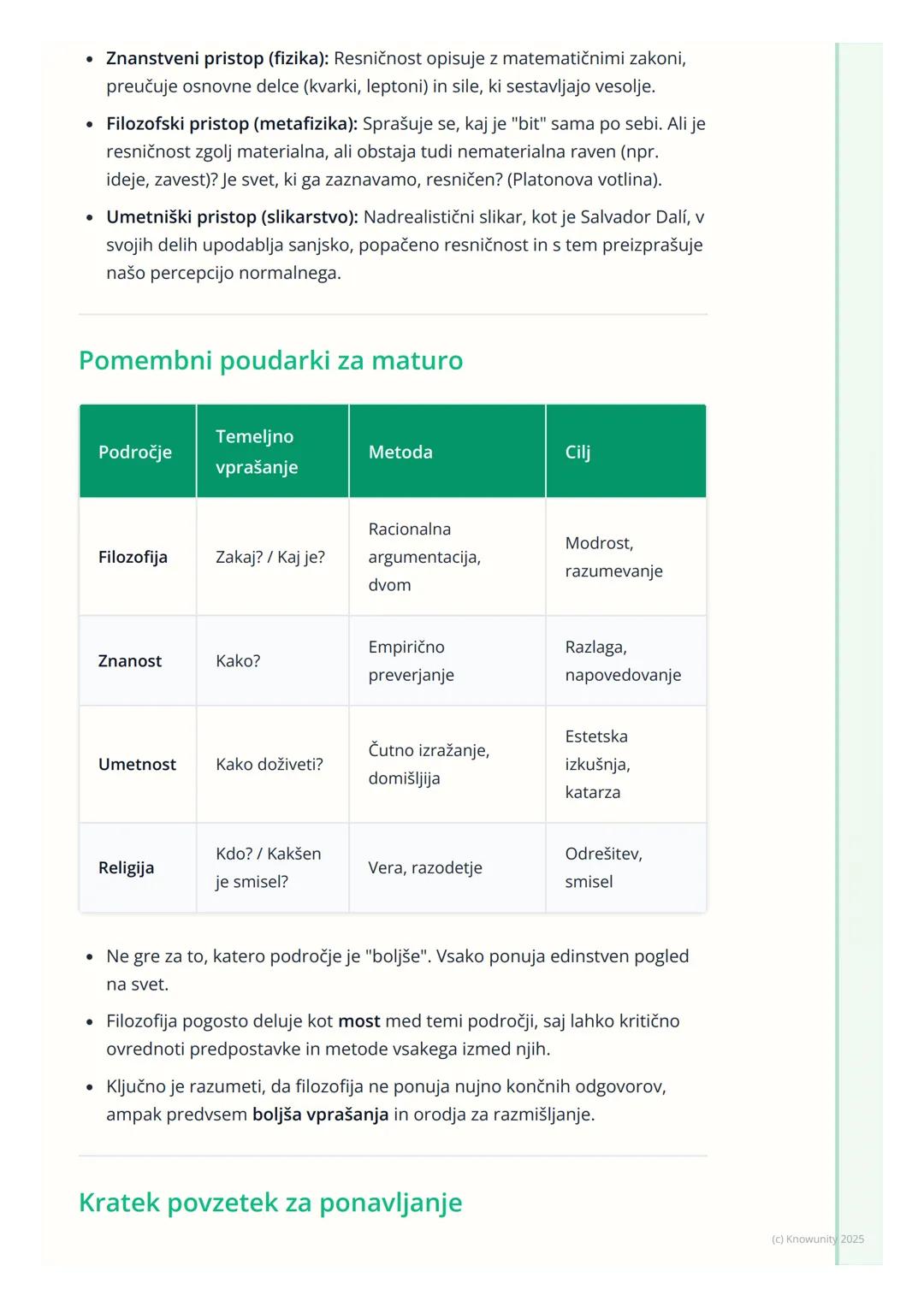 # Filozofija in druge vede

Uvodni pregled

Filozofija ni izolirana disciplina, ampak je v stalnem dialogu z drugimi področji
človekovega du