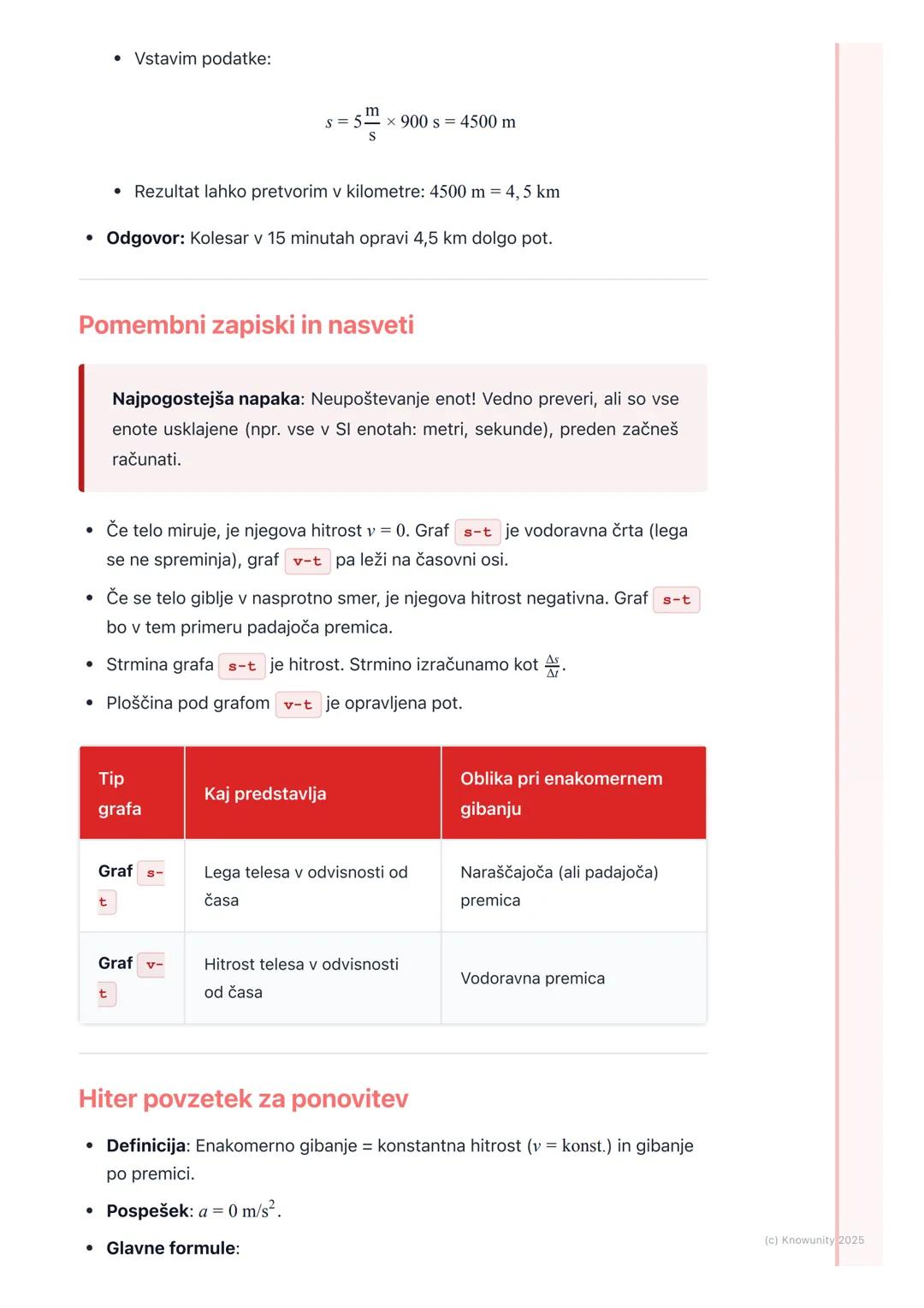 # 2.3. Enakomerno gibanje

Kaj je enakomerno gibanje?

To je najenostavnejša oblika gibanja. Telo se giblje enakomerno, če v enakih
časovnih