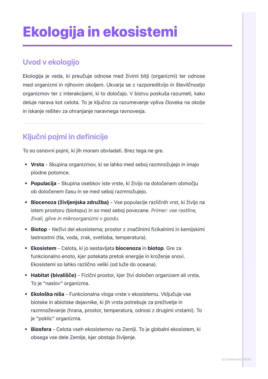 # Ekologija in ekosistemi

Uvod v ekologijo

Ekologija je veda, ki preučuje odnose med živimi bitji (organizmi) ter odnose
med organizmi in 