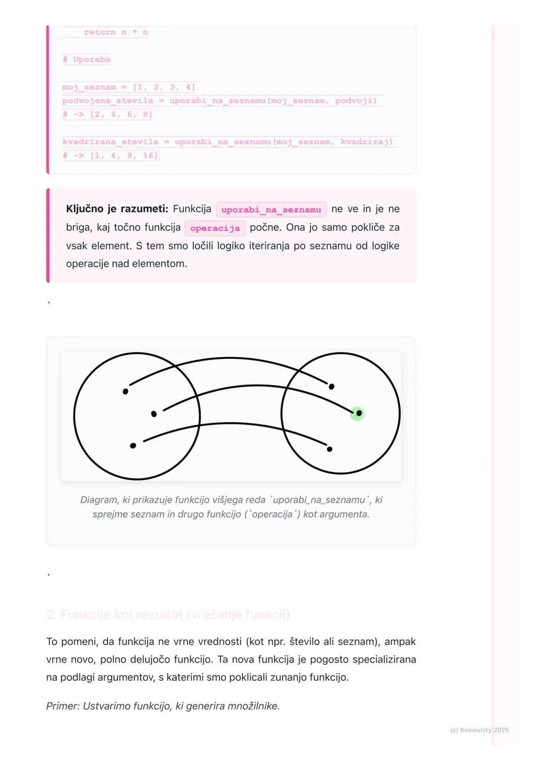 # Funkcije višjega reda

Uvod v funkcije višjega reda

Funkcije višjega reda so preprosto funkcije, ki delujejo z drugimi funkcijami. To
pom