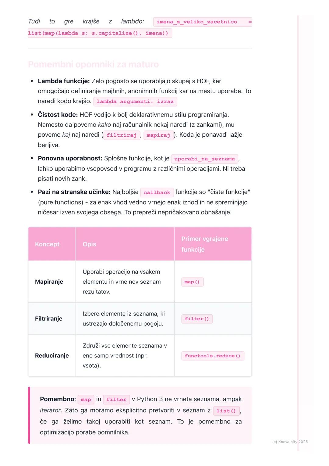 # Funkcije višjega reda

Uvod v funkcije višjega reda

Funkcije višjega reda so preprosto funkcije, ki delujejo z drugimi funkcijami. To
pom