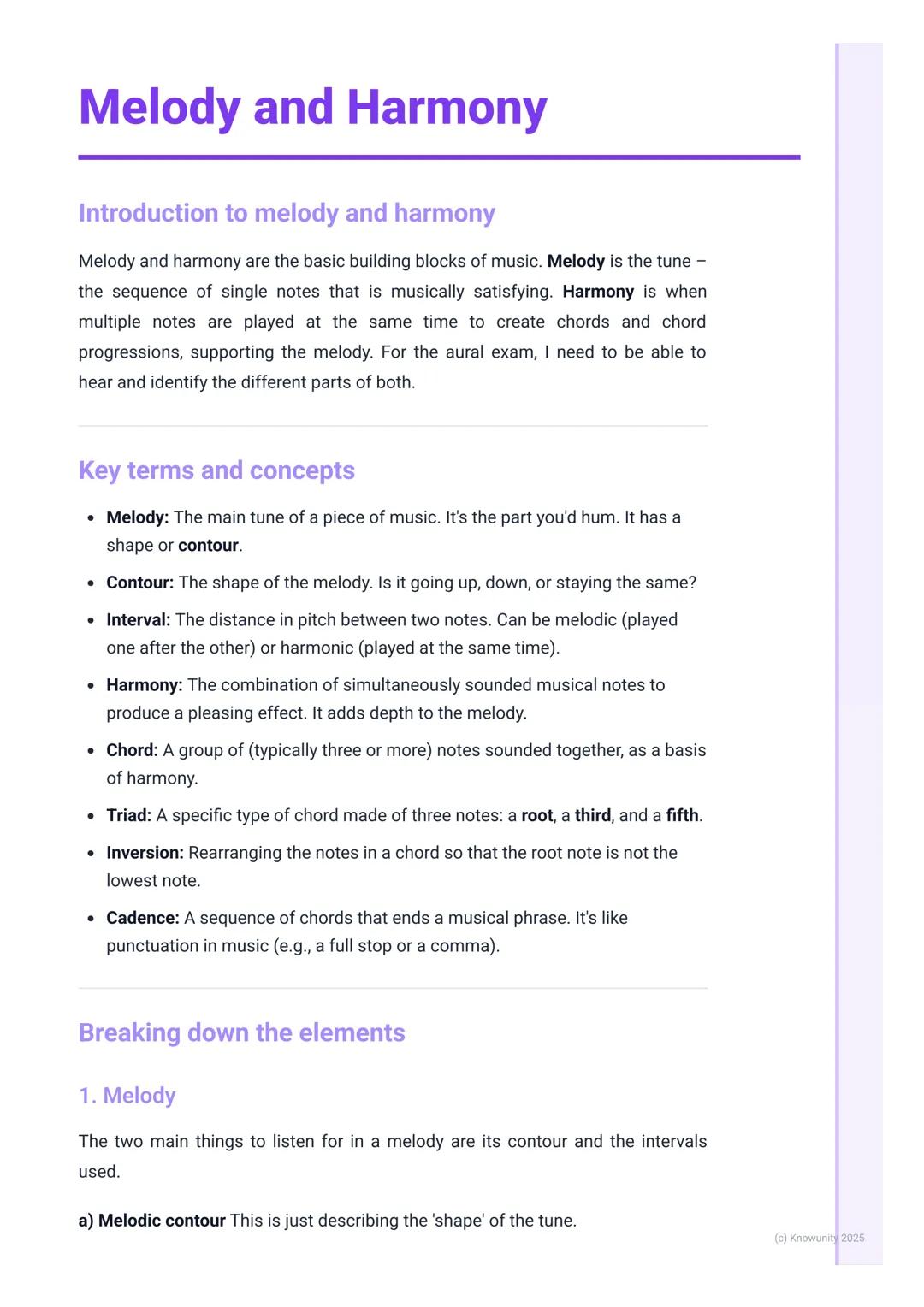 # Melody and Harmony

Introduction to melody and harmony

Melody and harmony are the basic building blocks of music. Melody is the tune -
th