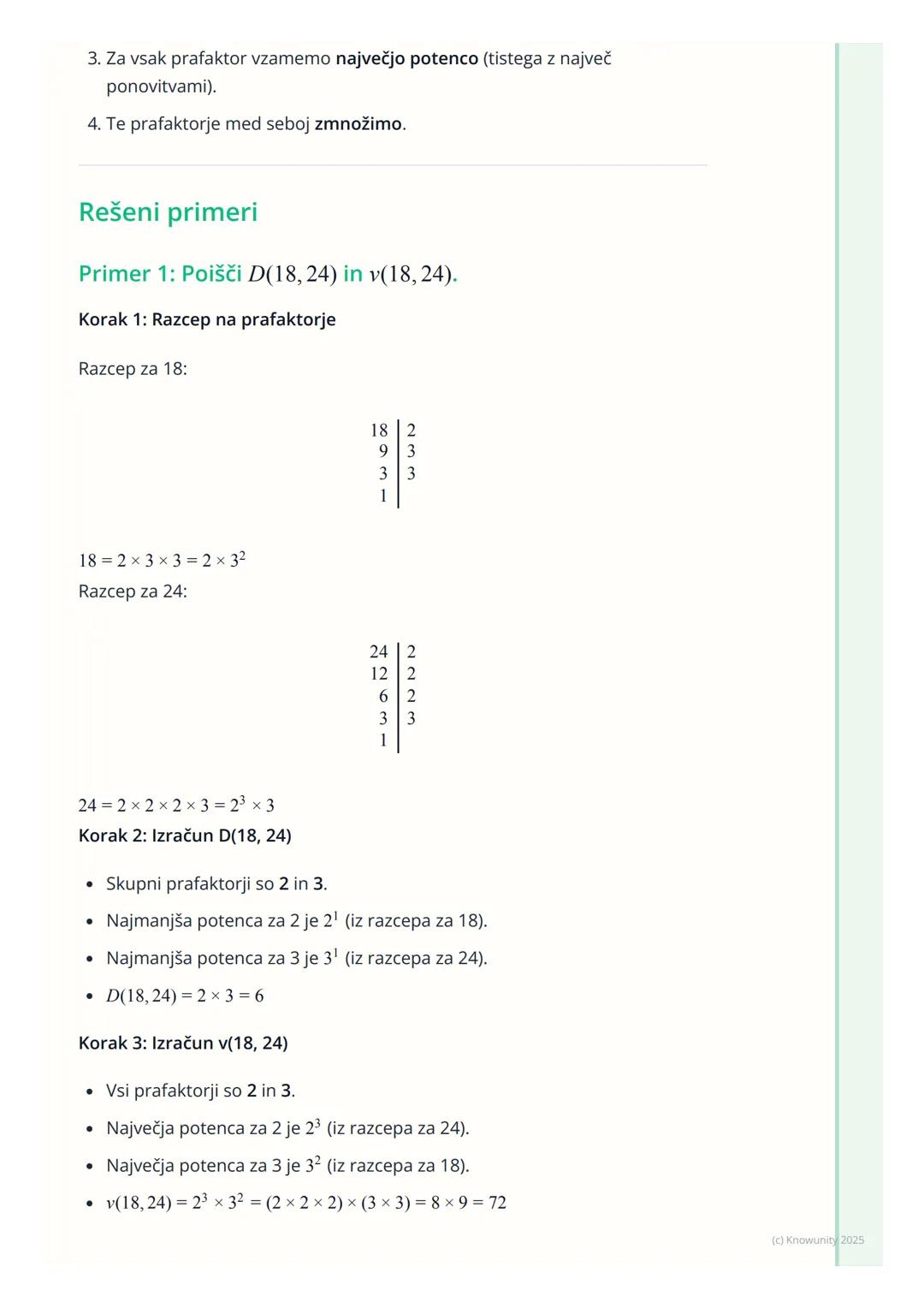 # Razcep na prafaktorje,
najmanjši skupni večkratnik in
največji skupni delitelj

Uvod v razcep, D in v

To se moramo naučiti za lažje račun