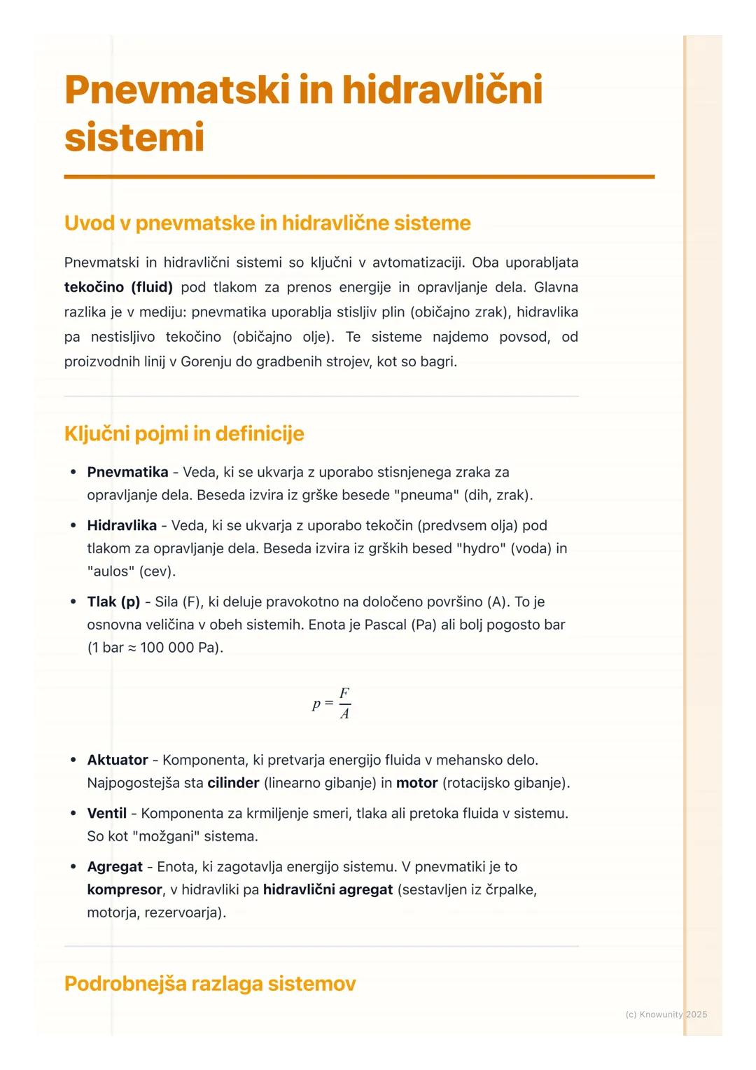 # Pnevmatski in hidravlični
sistemi

Uvod v pnevmatske in hidravlične sisteme

Pnevmatski in hidravlični sistemi so ključni v avtomatizaciji