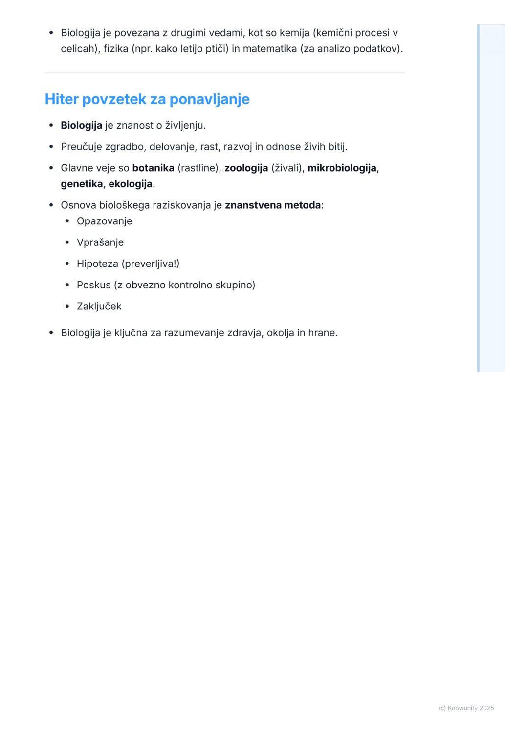 # Biologija kot znanost

Uvod v biologijo kot znanost

Biologija je naravoslovna veda, ki preučuje življenje in živa bitja. Beseda
izvira iz
