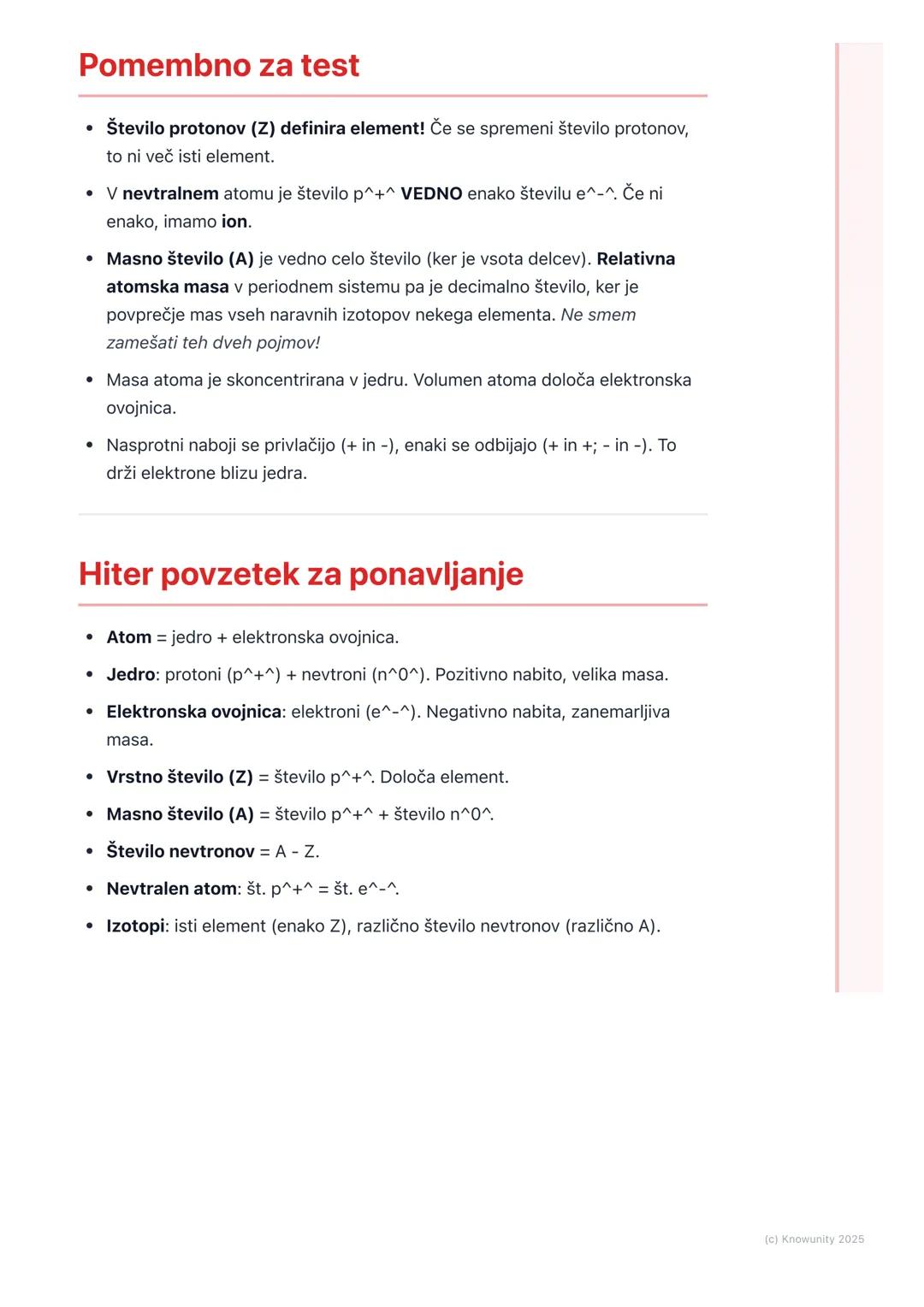 # Zgradba atoma

## Osnove zgradbe atoma

Atom je osnovni gradnik snovi. Vse okoli nas je sestavljeno iz atomov. Zgradba
atoma določa, kako 