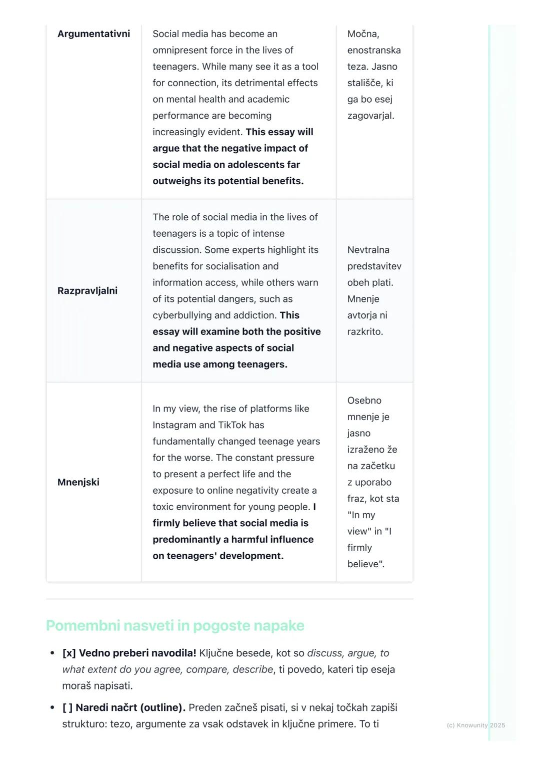 # Različni tipi esejev

Uvod v različne tipe esejev

Pisanje esejev je ena od ključnih veščin za maturo iz angleščine. Ni dovolj samo
dobro 