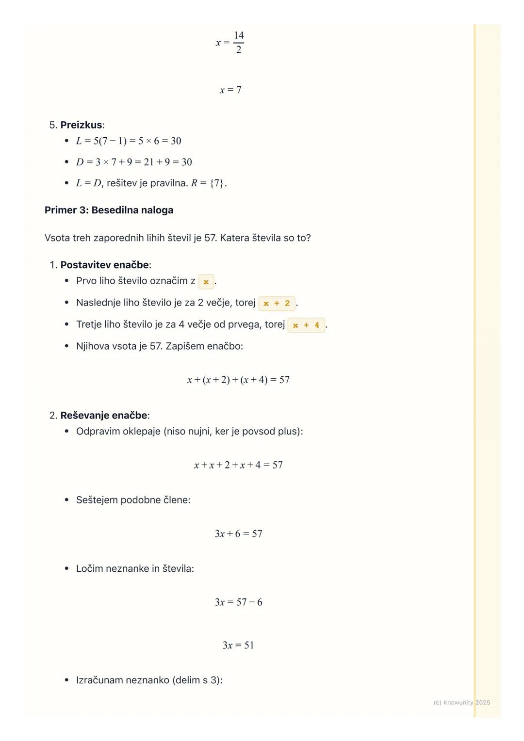 # Linearne enačbe

Kaj so linearne enačbe?

Linearna enačba je v bistvu kot tehtnica, ki je v ravnovesju. Na levi in desni
strani imamo izra