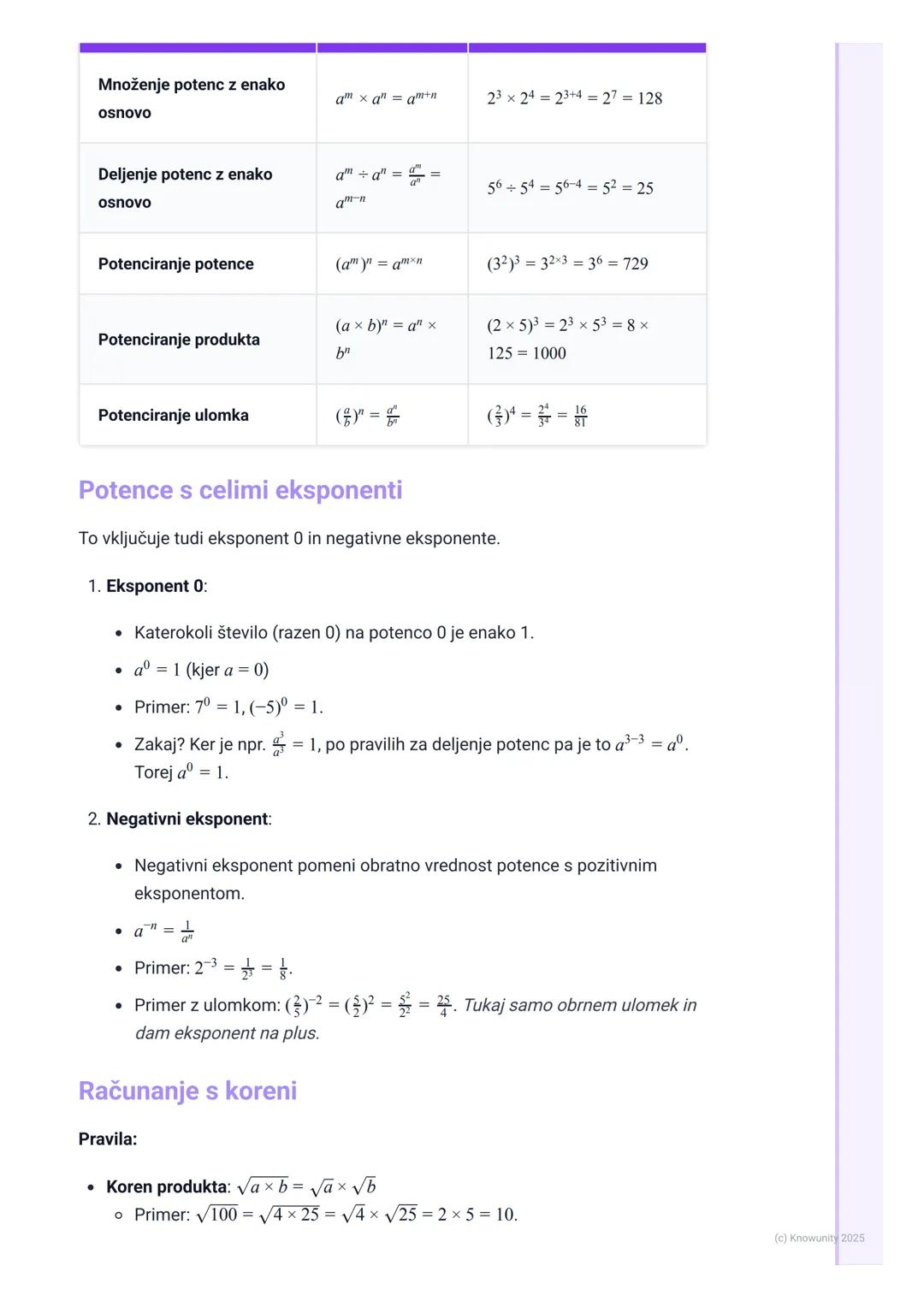 # Potence in koreni

Uvod v potence in korene

Potence so v bistvu okrajšava za večkratno množenje istega števila s samim
seboj. Na primer, 