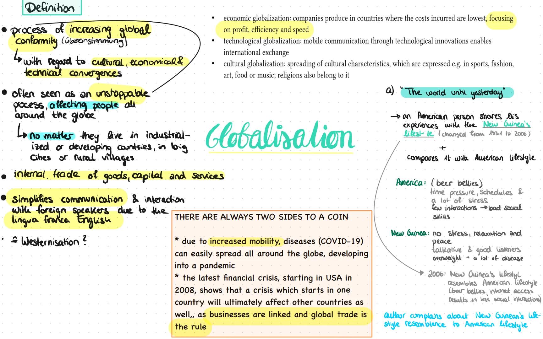 # GLOBALISATION Definition

• process of increasing global
conformity (übereinstimmung)

Lo with regard to cultural, economical &
technical 
