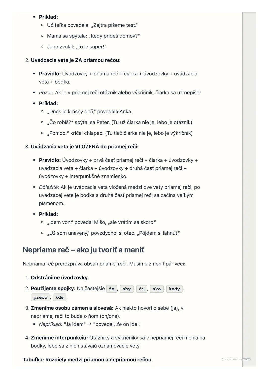 # Priama a nepriama reč

## 1. Úvod / Prehľad

Dnes si zopakujeme, ako správne písať a meniť priamu a nepriamu reč. Je to
dôležité, lebo nám